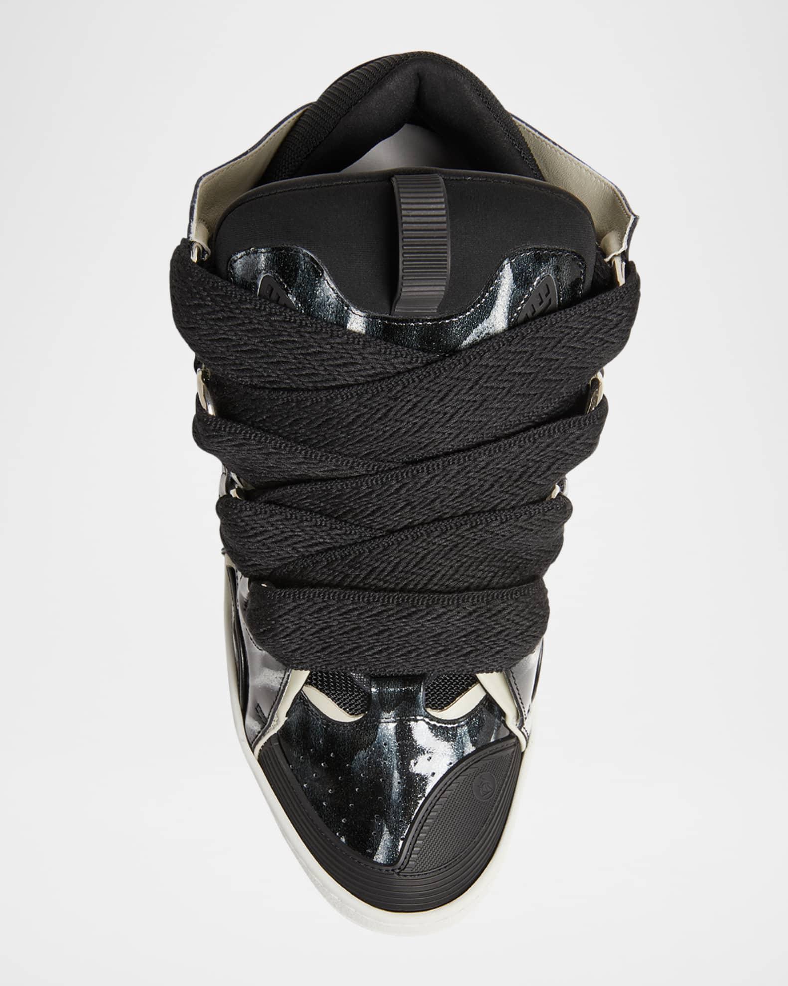 Men's Curb Mesh and Leather Low-Top Sneakers Product Image