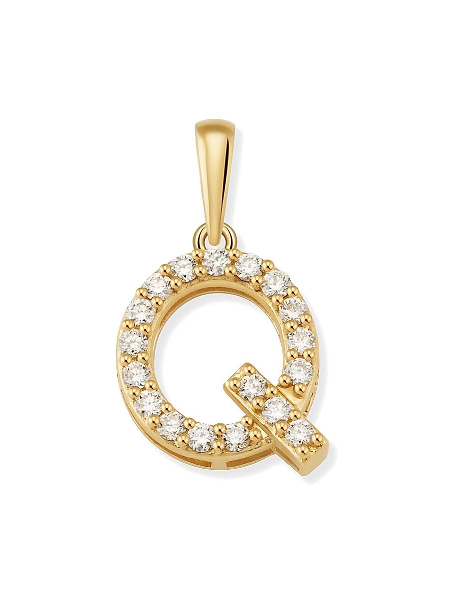 Womens 14K Yellow Gold Luxe Letter Diamond Initial Pendant Charm Product Image