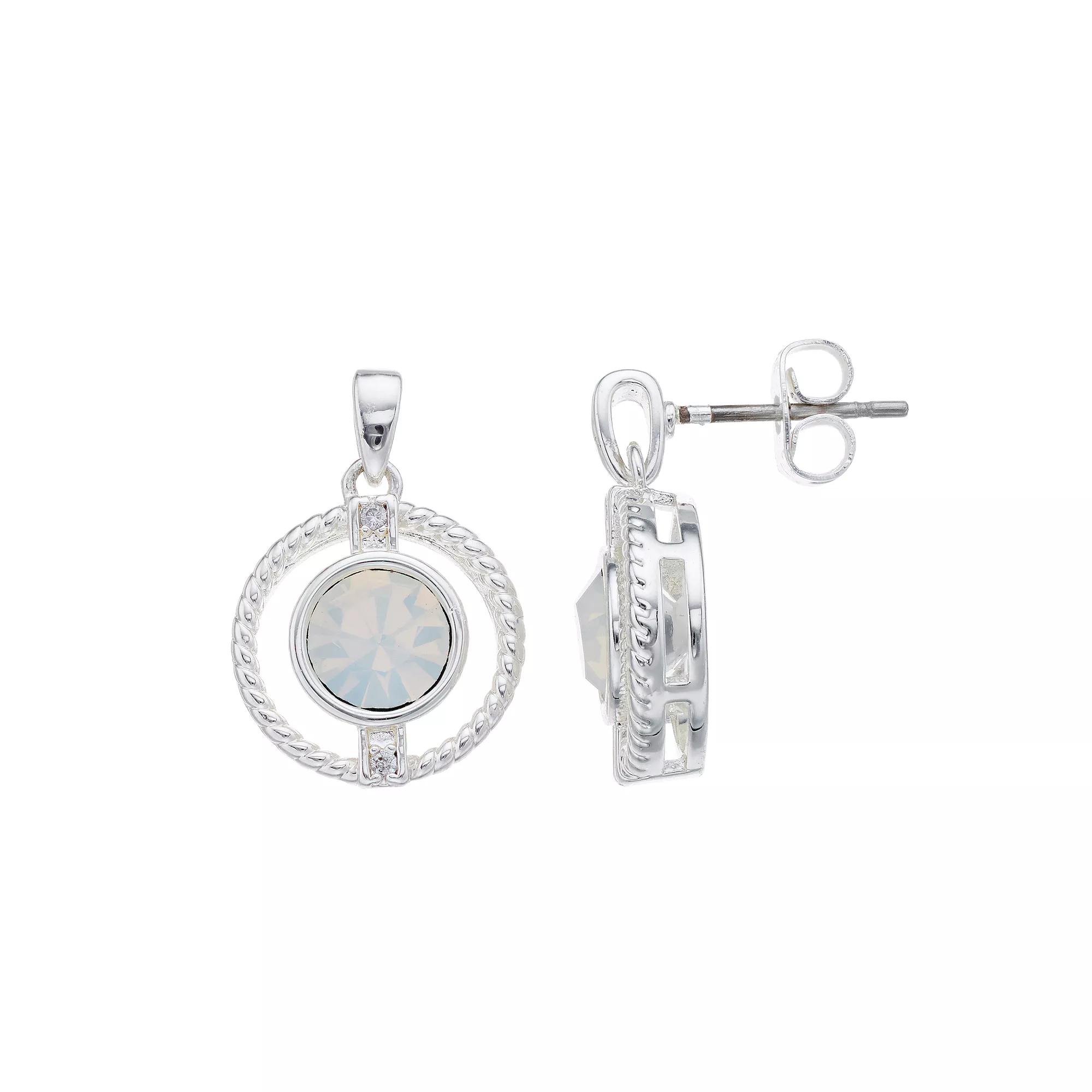 City Luxe Cubic Zirconia Simulated Birthstone Drop Earrings, Women's, Silver Tone October Product Image