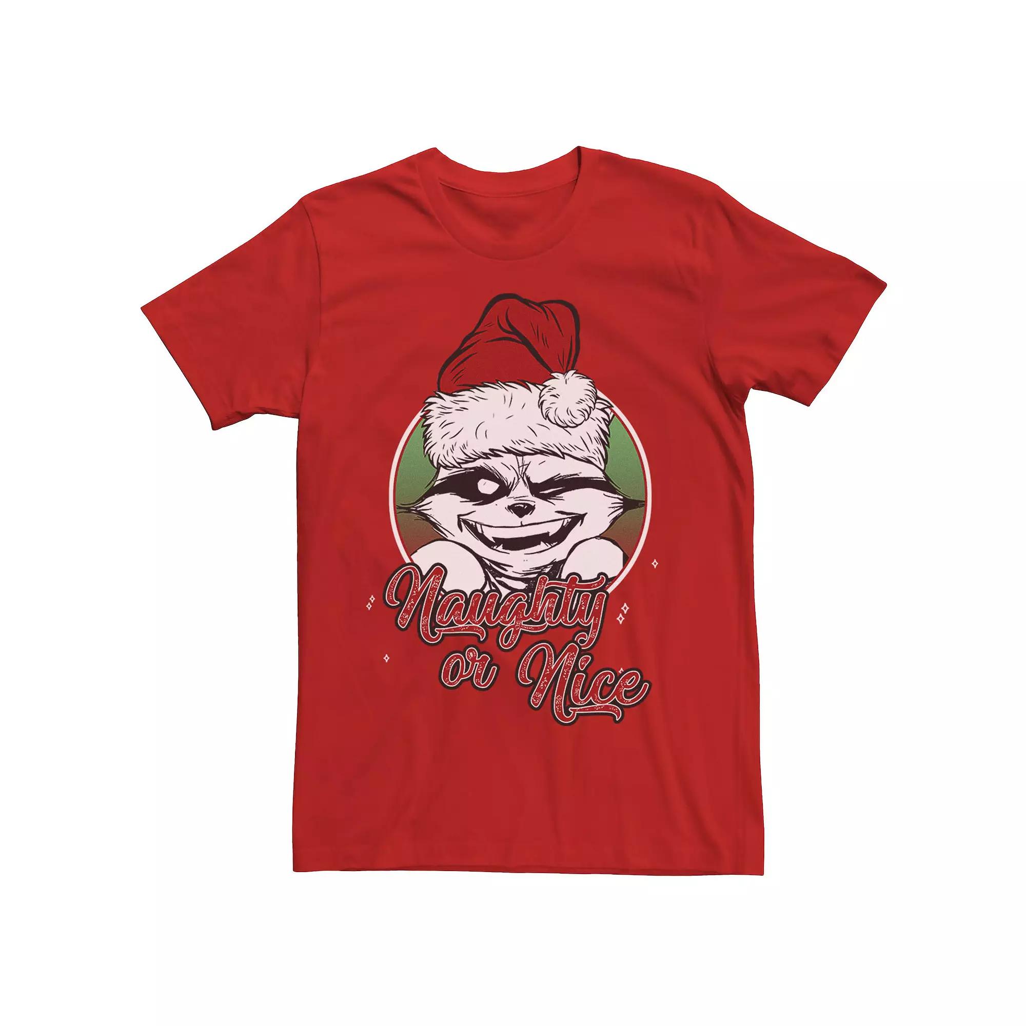 Men's Marvel Rocket Raccoon Naughty Or Nice Short Sleeve Tee,  Product Image