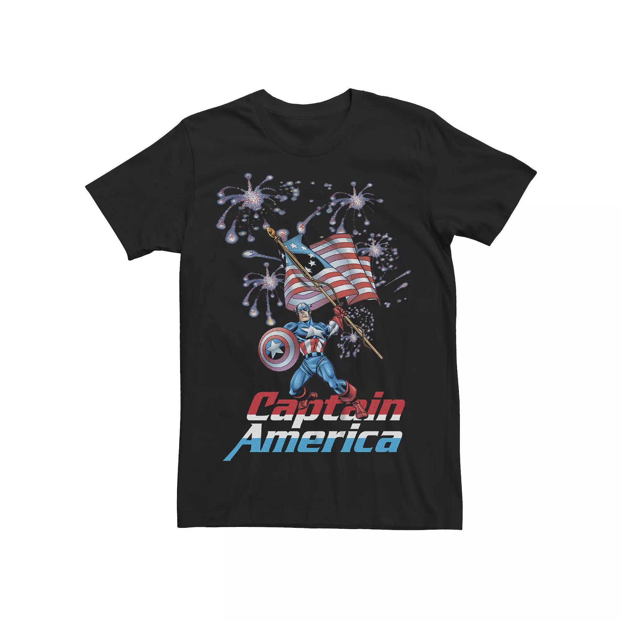 Men's Captain America Patriotic Hero Graphic Tee, Size: Medium, Black Product Image