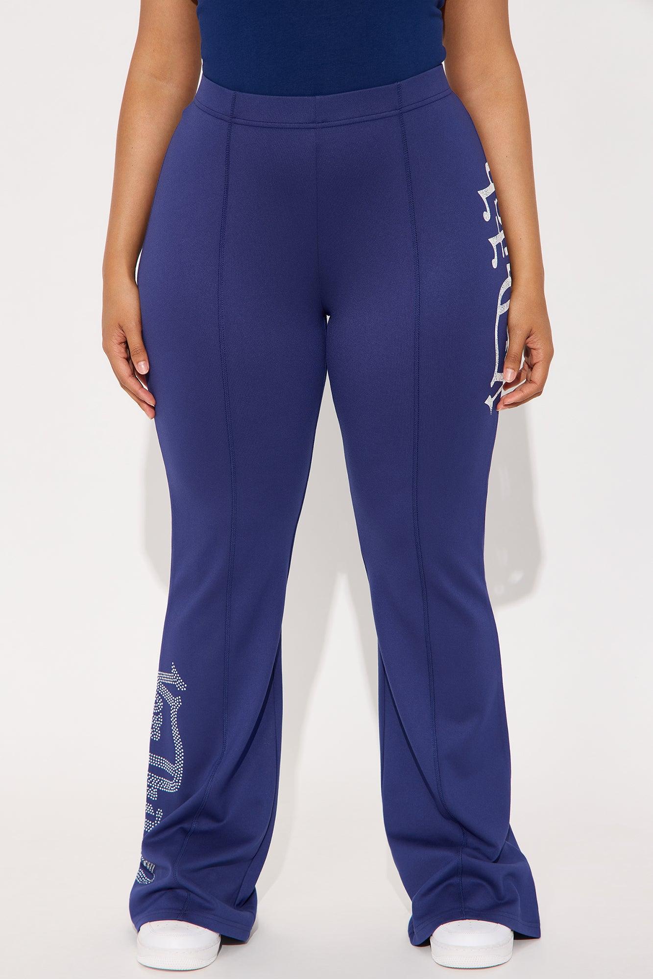 Von Dutch Rhinestone Washed Flared Pant - Navy/Red Product Image