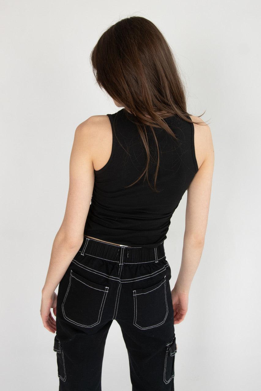 Celestial Rhinestone Side Ruched Tank Product Image