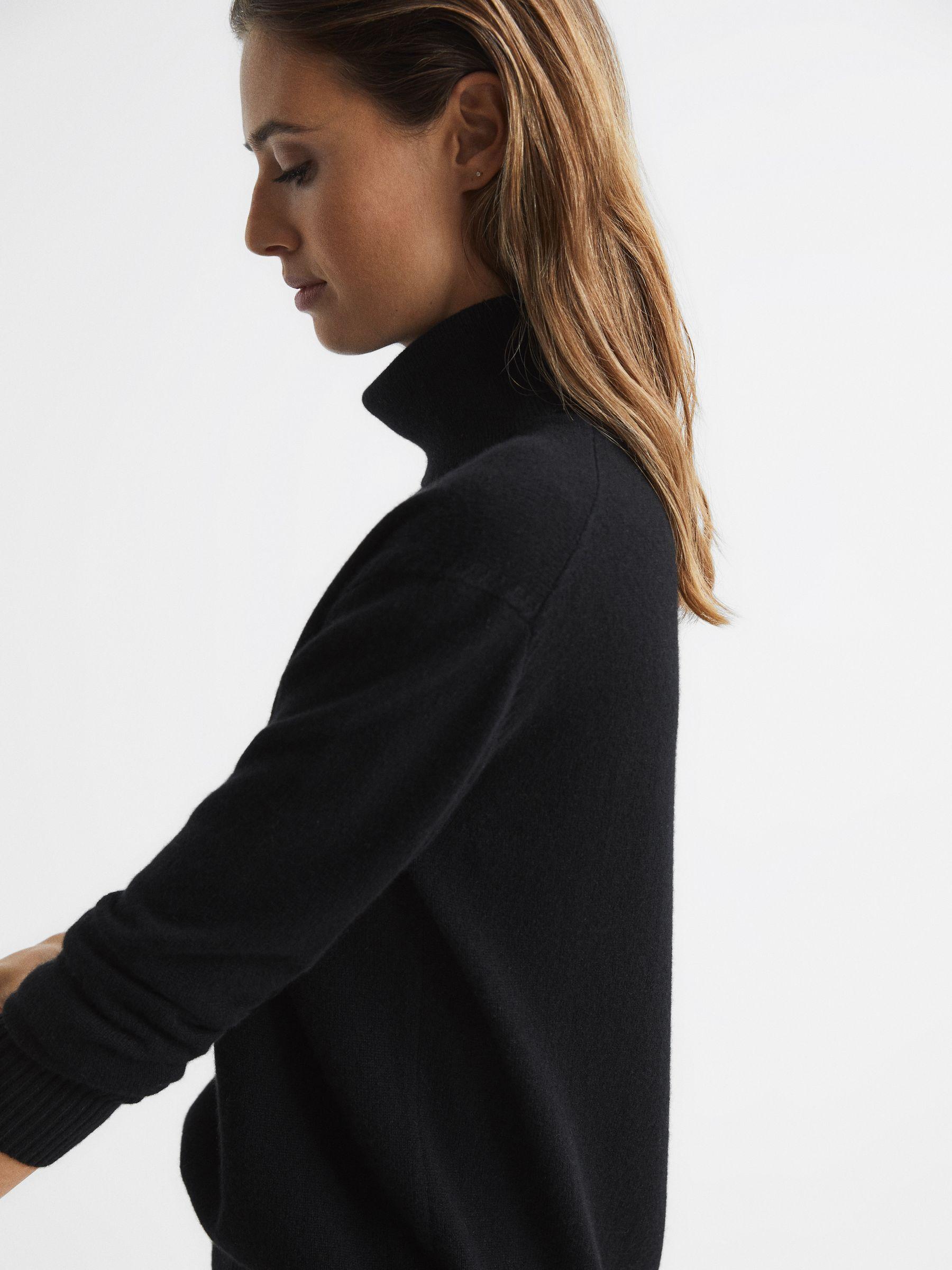 Cashmere Roll Neck Jumper in Black Product Image