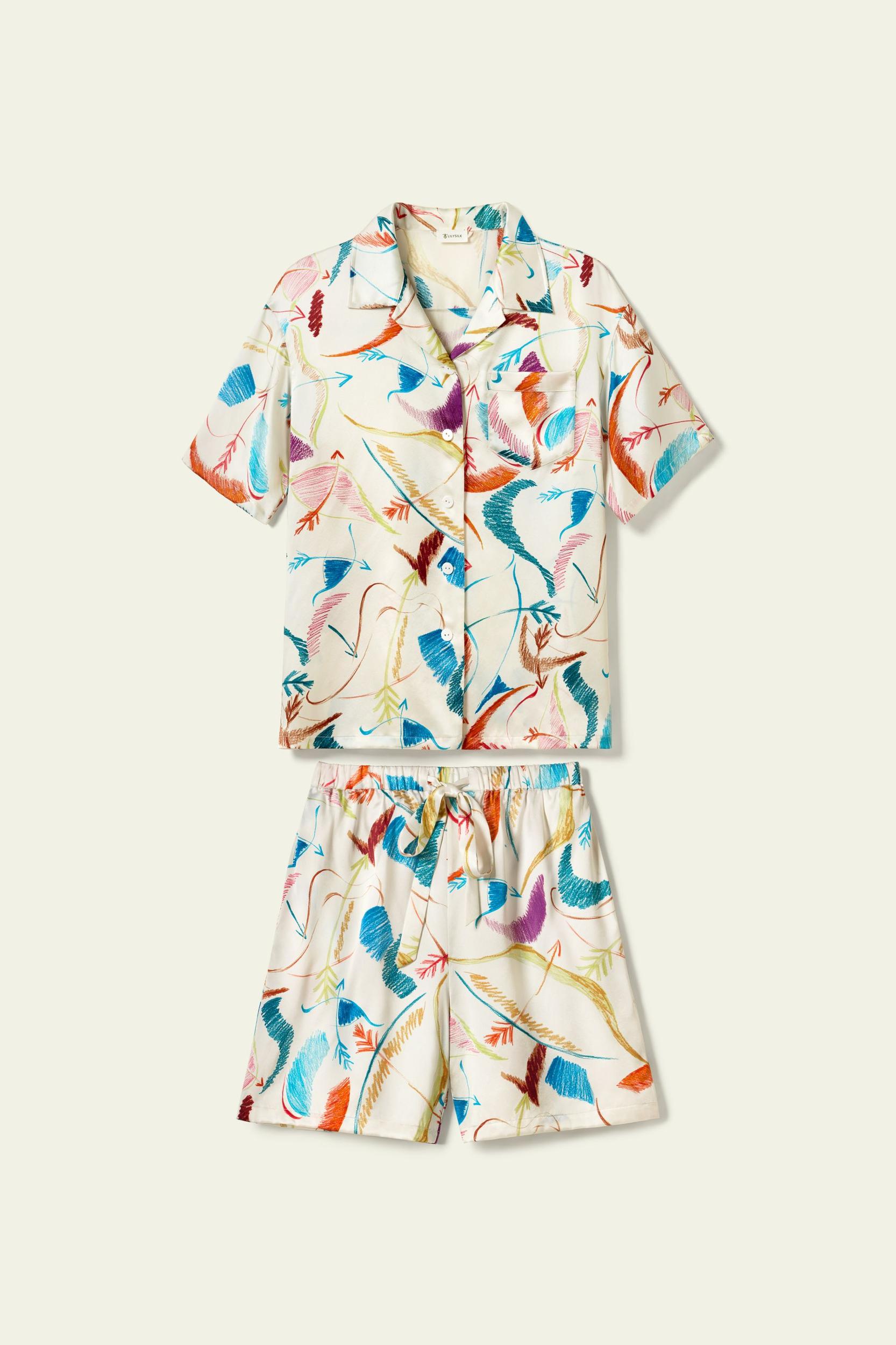 Sagittarius Zodiac Short Silk Pajama Set Product Image