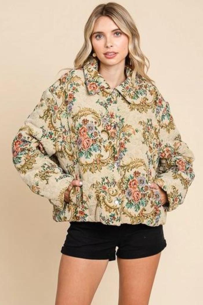 Floral Print Puff Jacket Product Image