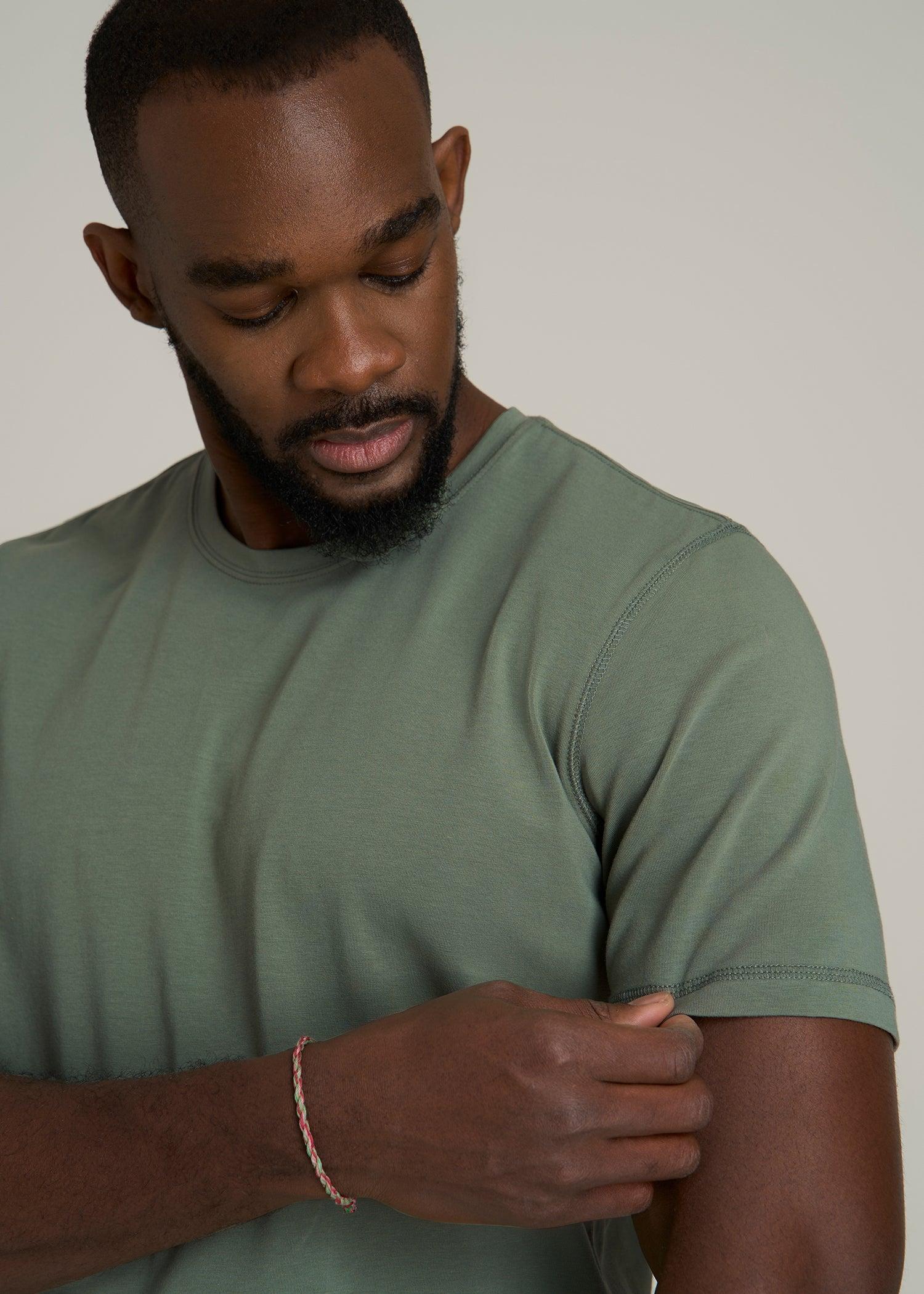 The Essential SLIM-FIT Crewneck Tee for Tall Men in Dark Seagrass Product Image