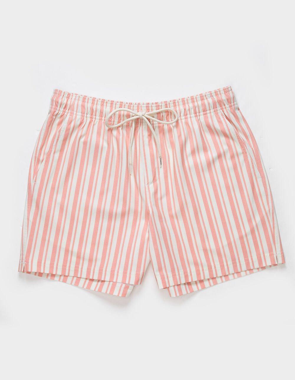 RSQ Mens Simple Stripe 5'' Swim Shorts - DARK CORAL Product Image