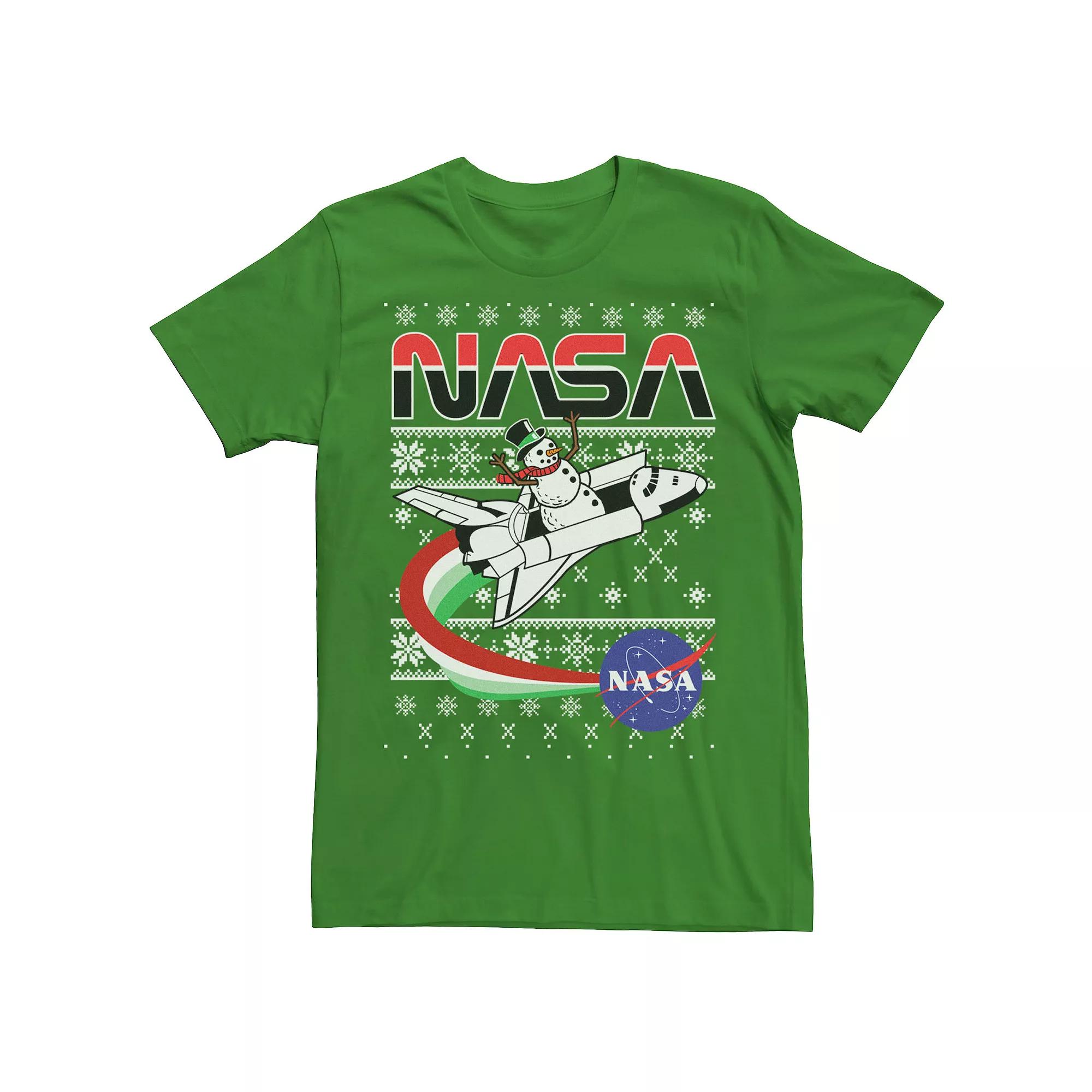 Men's NASA Santa Rocket Ugly Christmas Sweater Tee,  Product Image