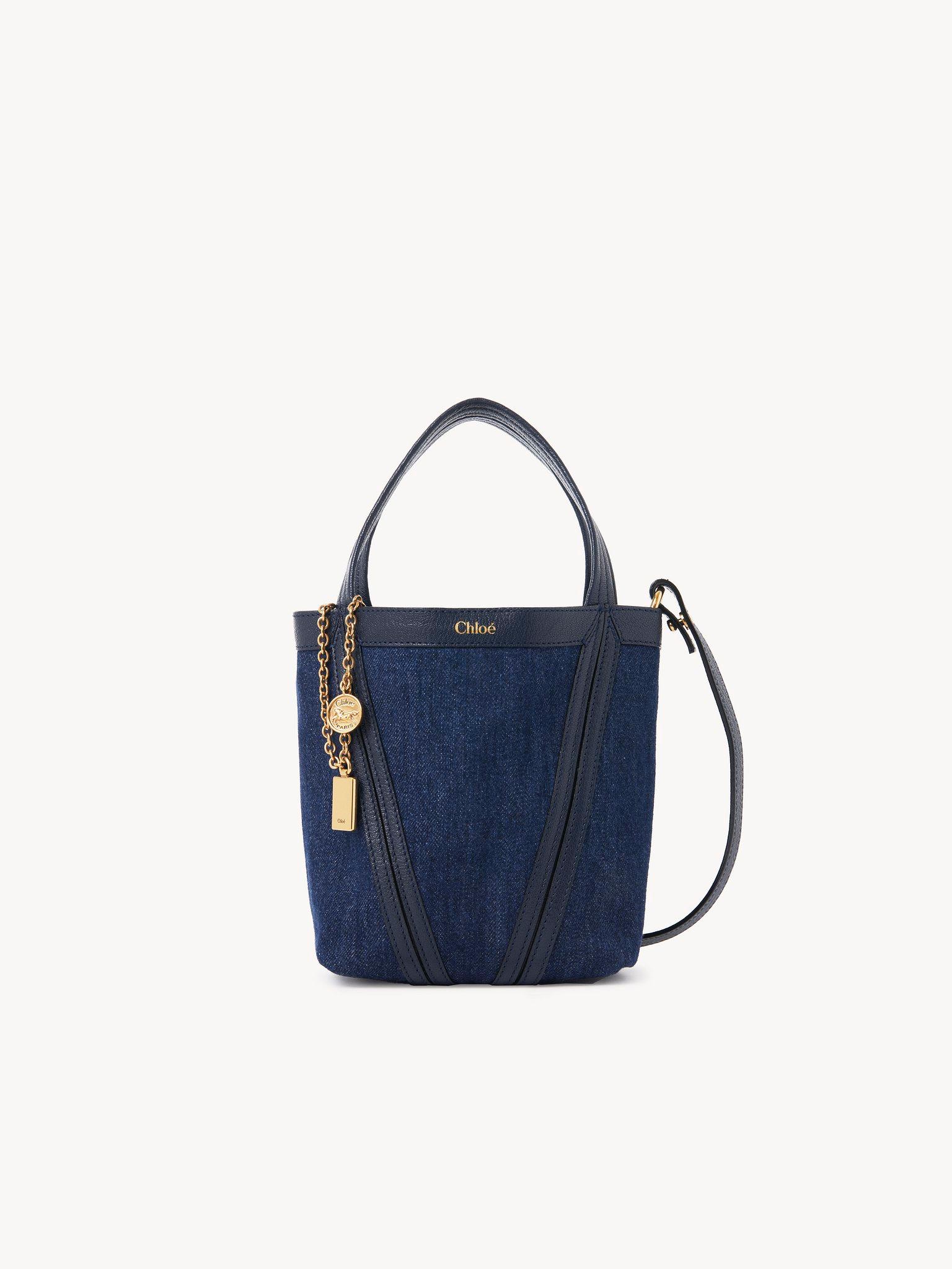 Small Chloé Spin tote bag in denim Product Image