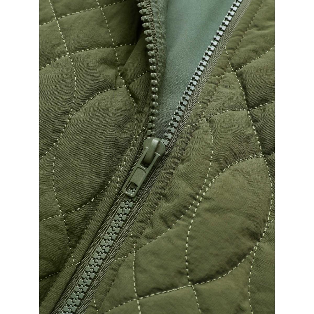 Plus Size Solid Pocket Texture Lined Quilted Jacket Women ArmyGreen Elastic cuffs Pocket Dailywear Jackets BloomChic 10/M Product Image