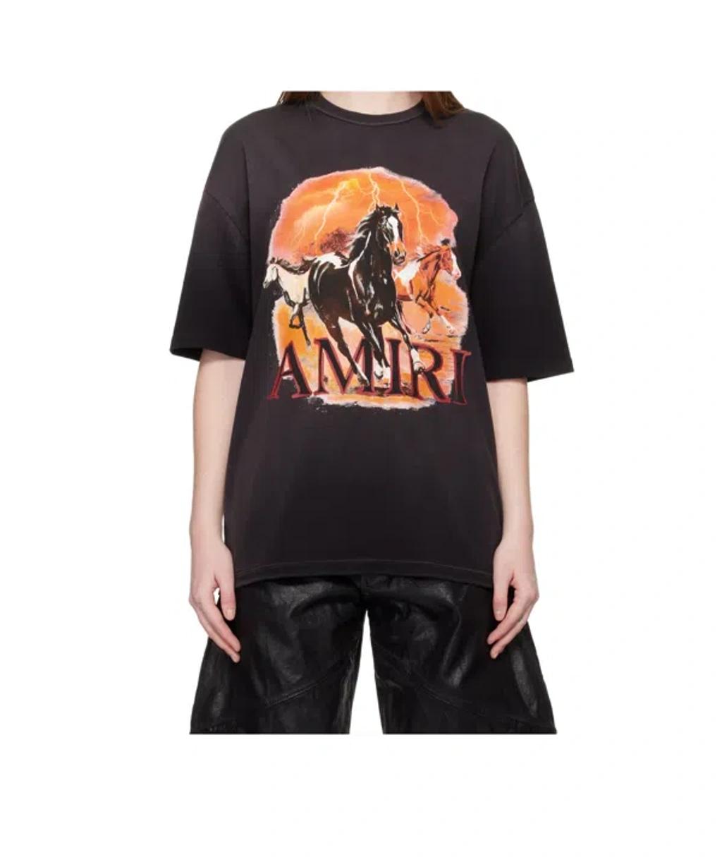 AMIRI Graphic Print Oversized Crewneck T-shirt Shirt In Black Product Image