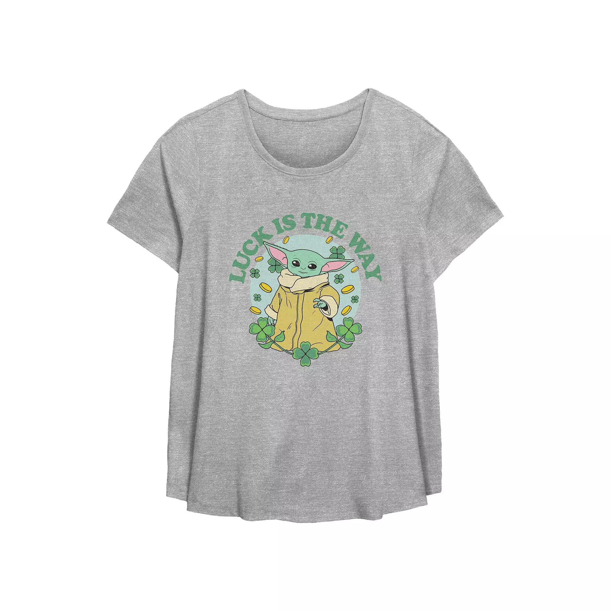 Plus Size Star Wars The Mandalorian The Child Luck Is The Way Flowy Graphic Tee, Women's, Size: 4XL, Grey Gray Product Image
