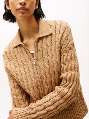 Cable Knit Boxy Zip Cardigan Product Image