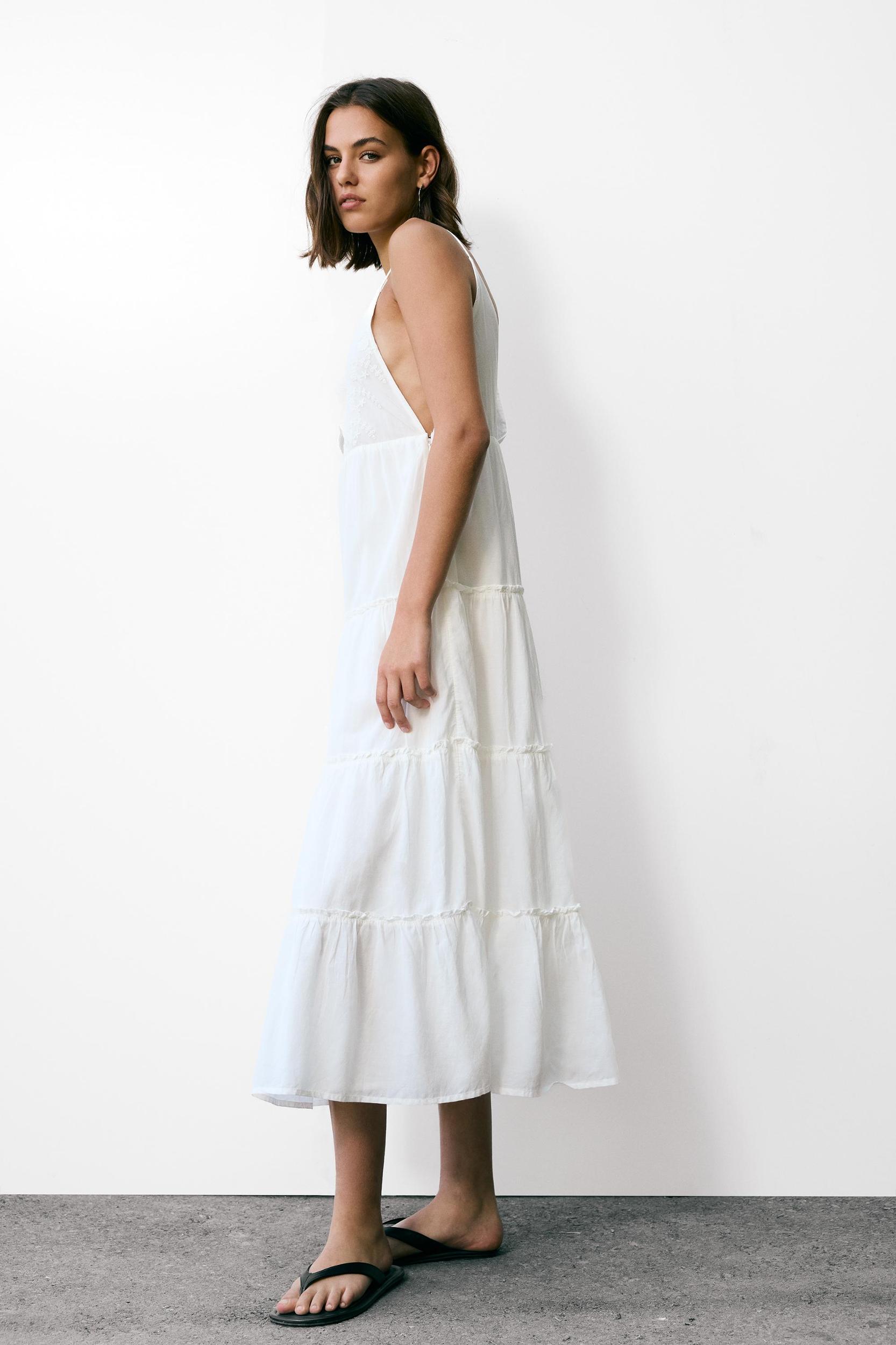 Embroidered strap midi dress Product Image