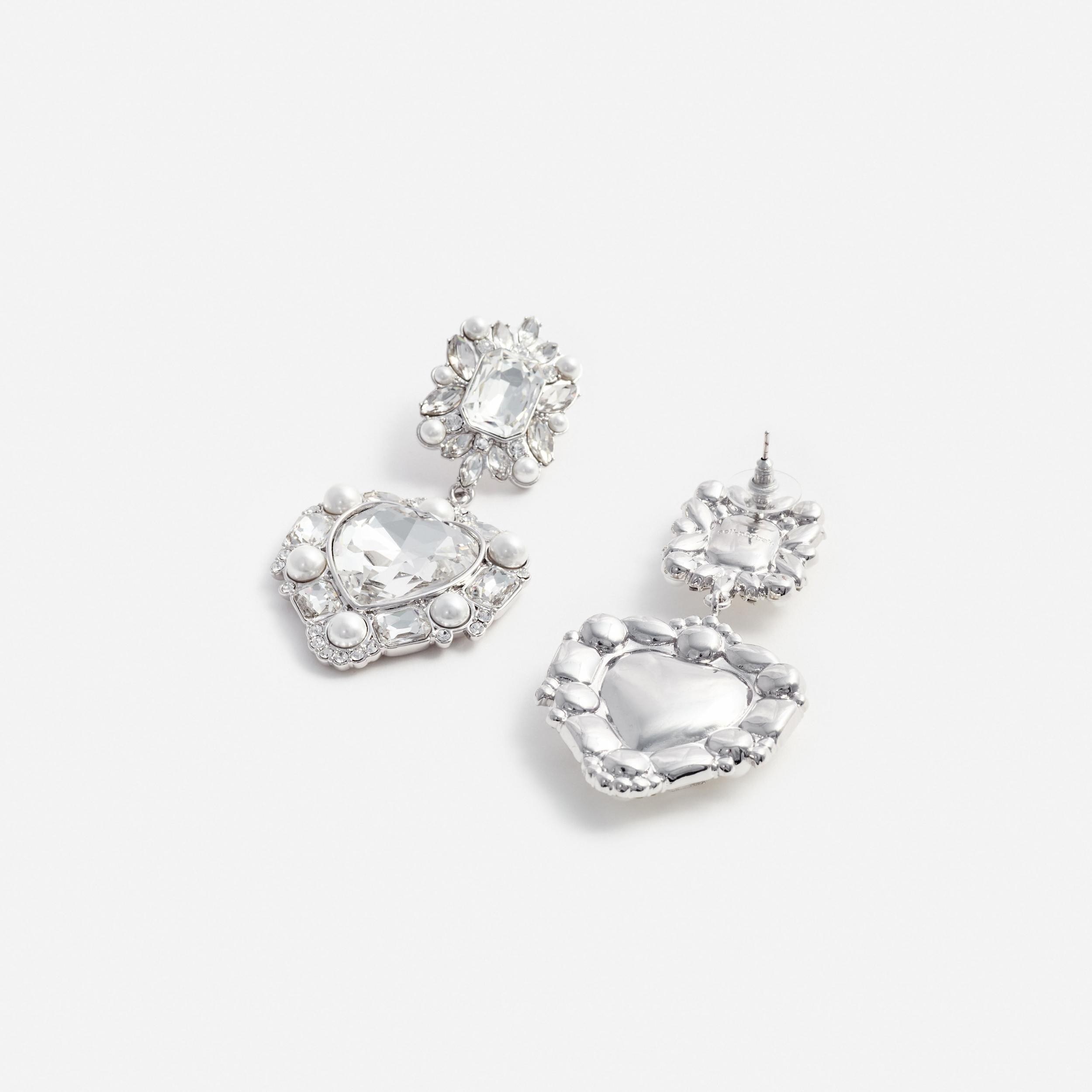 Crystal Pearl Tiered Heart Earrings Product Image