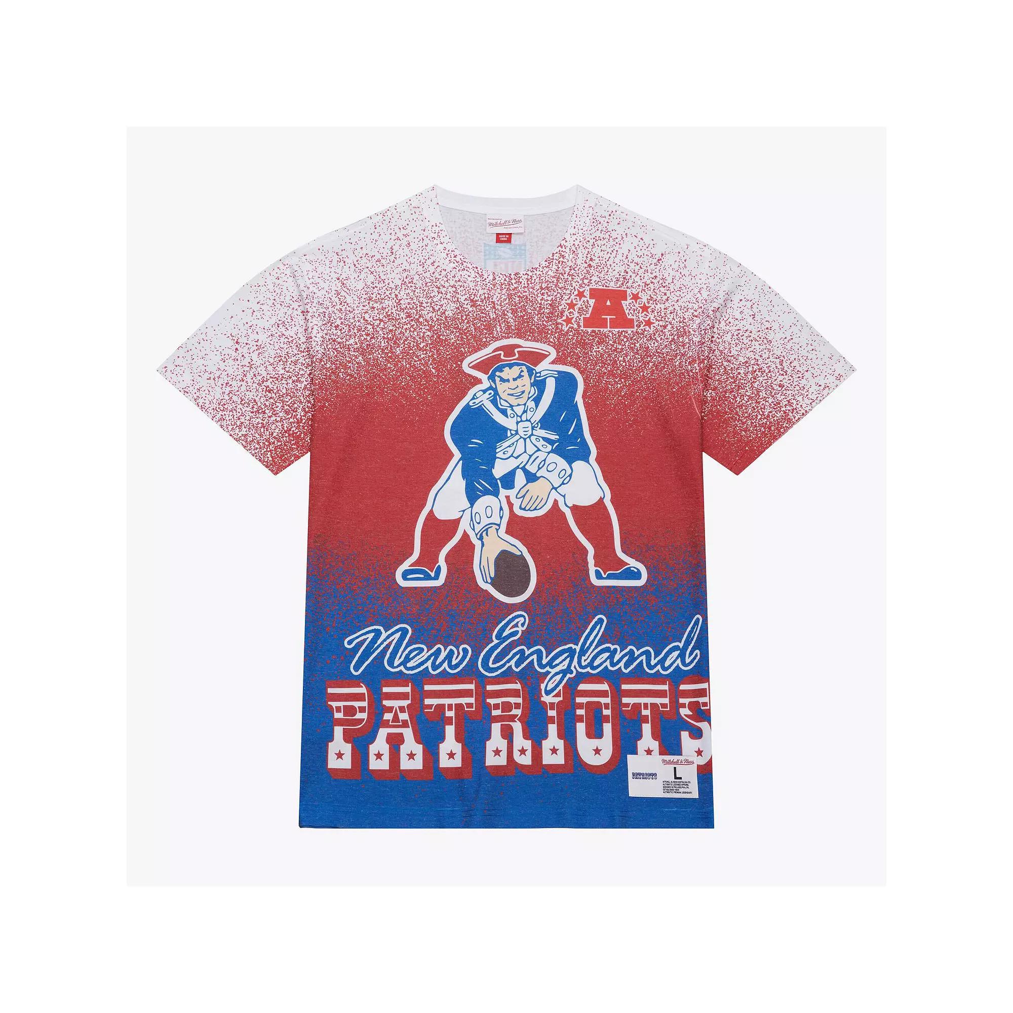Men's Mitchell & Ness  White New England Patriots Team Burst Vintage Logo T-Shirt, Size: XL Product Image