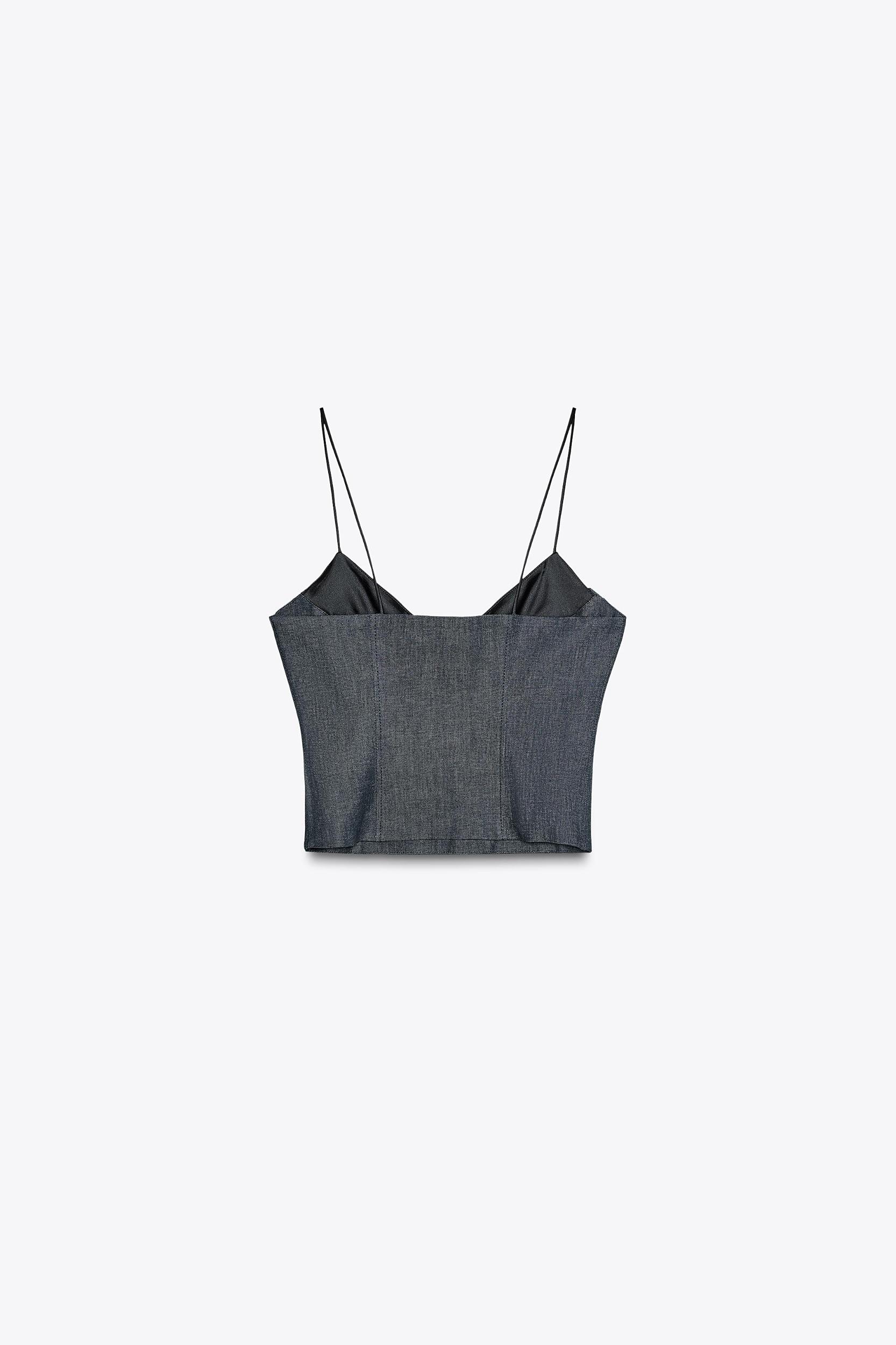 Z1975 COMBINATION STRAP DENIM TOP Product Image