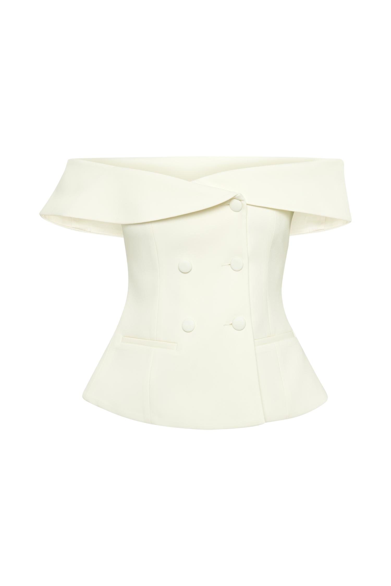 Krista Strapless Suiting Top - Ivory Product Image