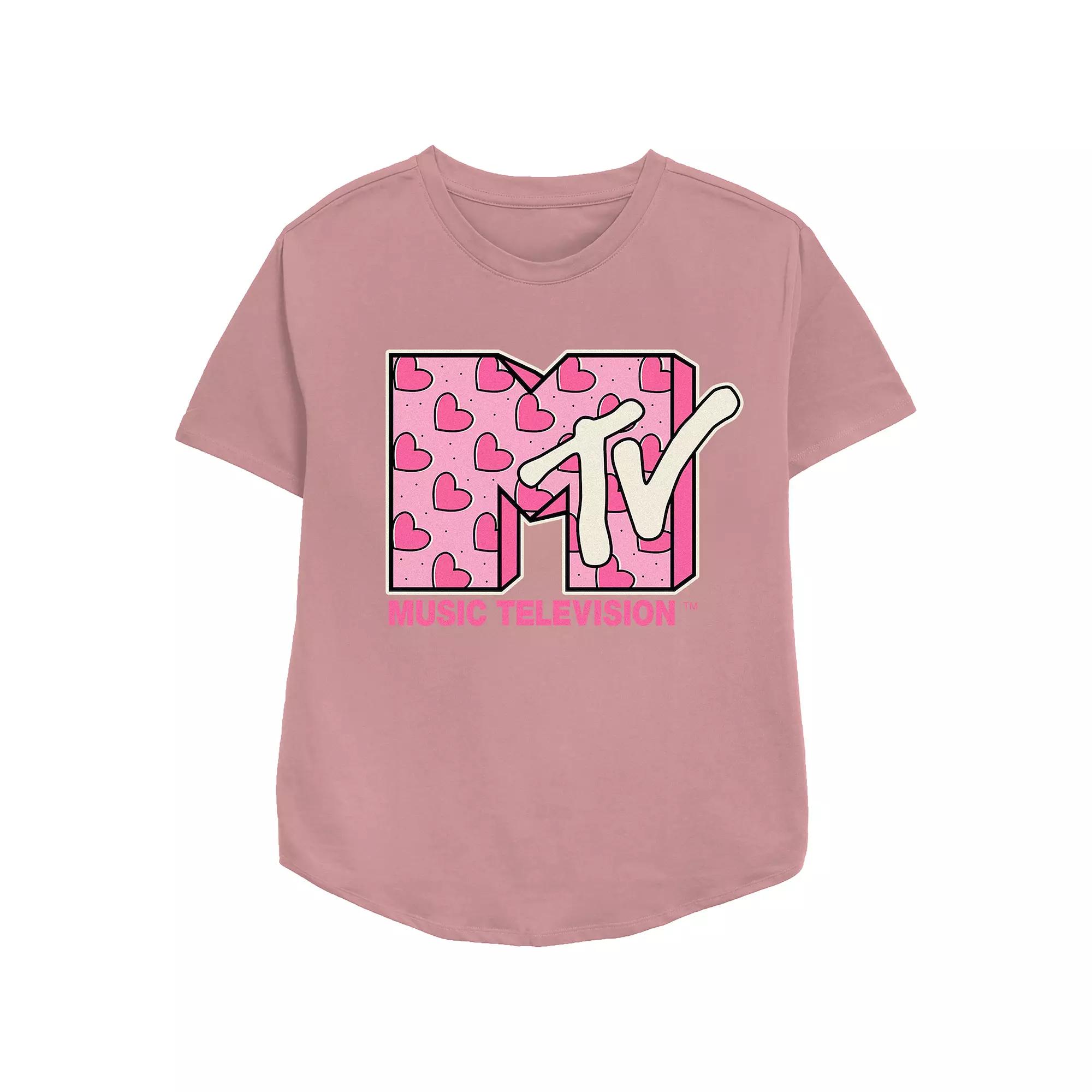 Women's MTV Heart Print Logo Graphic Tee, Girl's,  Product Image