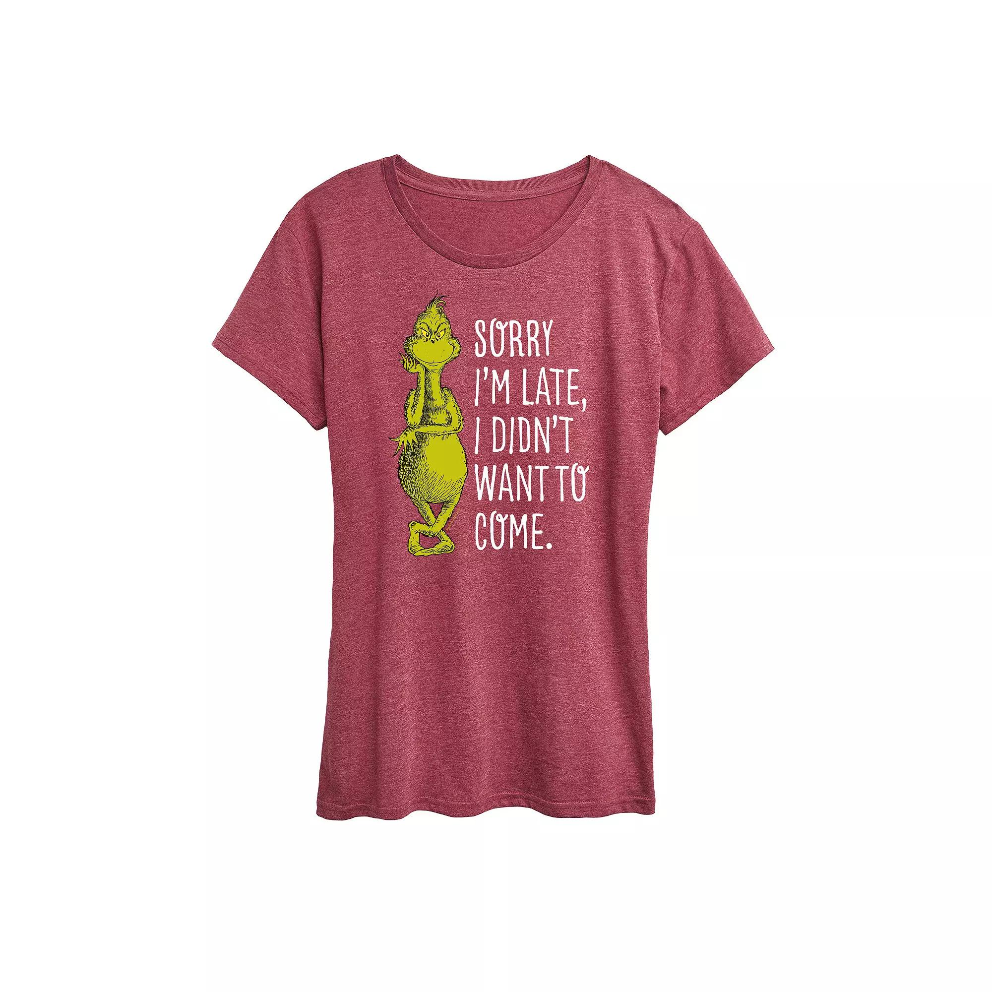 Women's Dr. Seuss The Grinch Sorry I'm Late Graphic Tee, Girl's,  Product Image