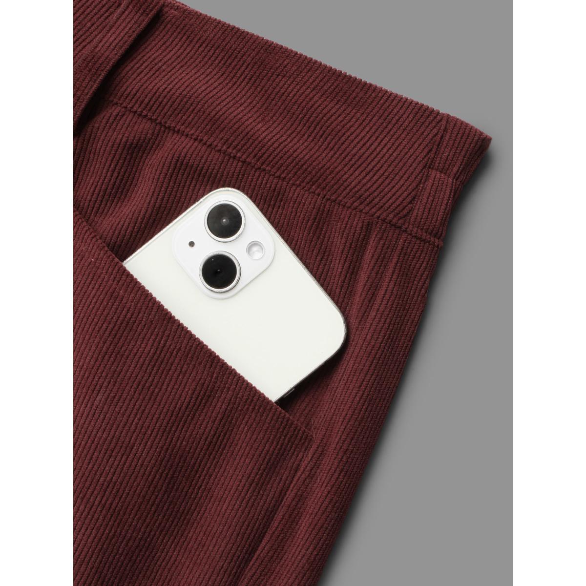 Plus Size Straight Leg Elastic Waist Corduroy Pants Women Plum Casual Straight Leg Mid Rise Everyday Pants BloomChic 10/M Product Image