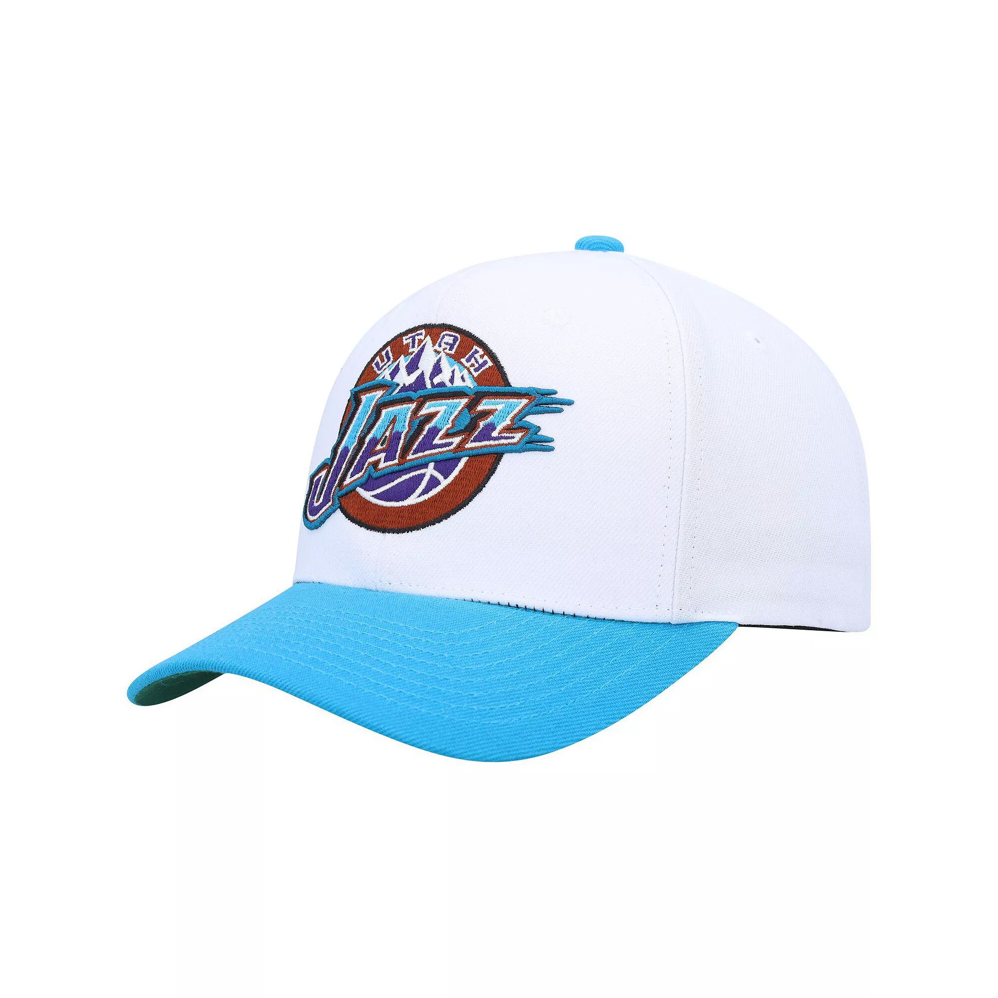 Men's Mitchell & Ness White/Navy Utah Jazz Hardwood Classics Core 2-Tone 2.0 Pro Snapback Hat, Jaz White Product Image