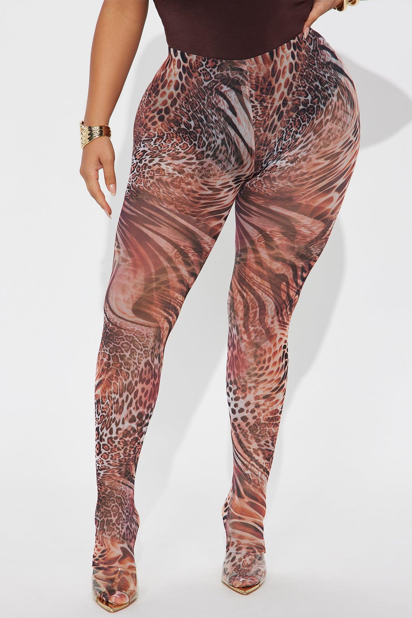 Fierce Attitude Leopard Mesh Footed Legging - Leopard Female Product Image