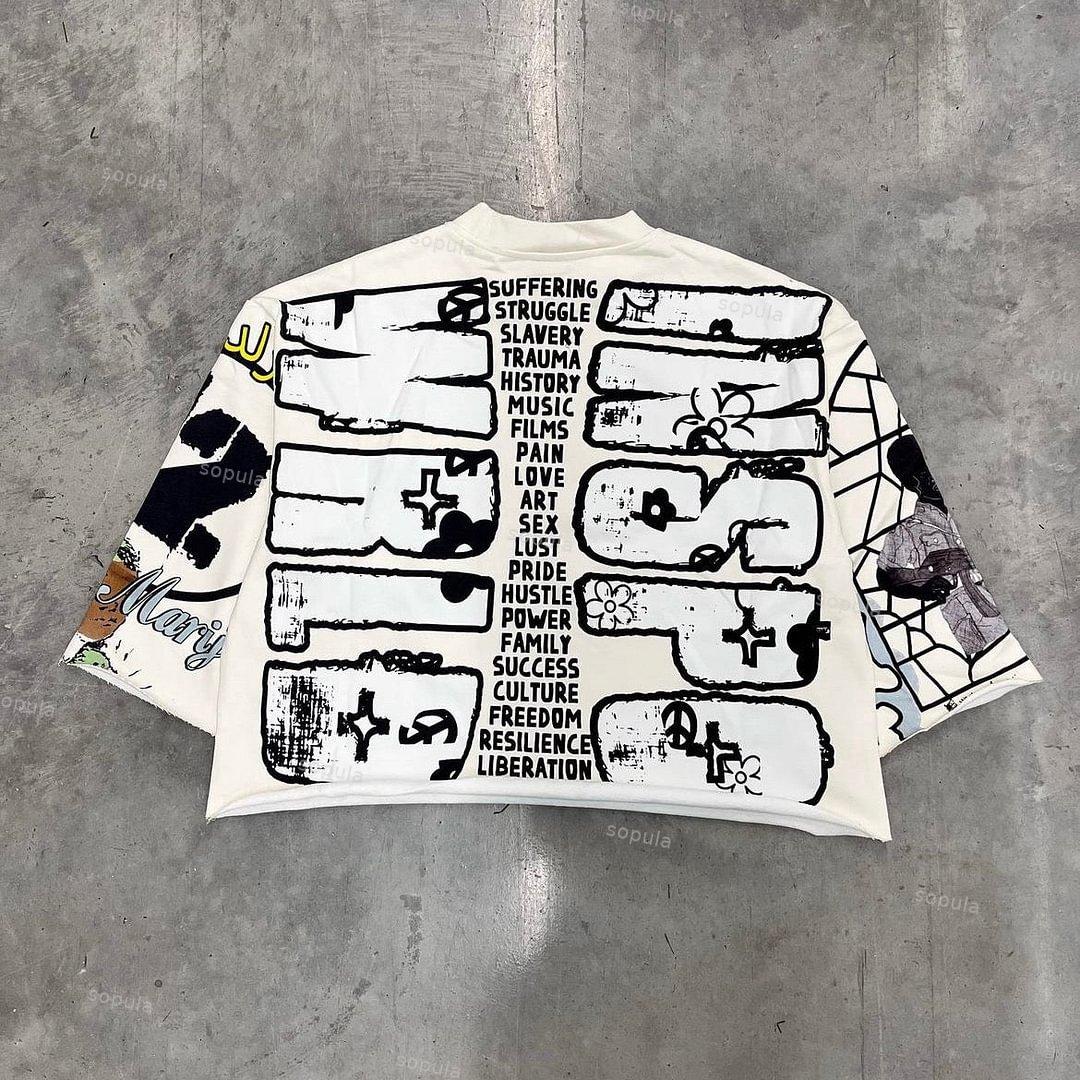 Vintage Jesus Graphic White Cropped T-Shirt Product Image