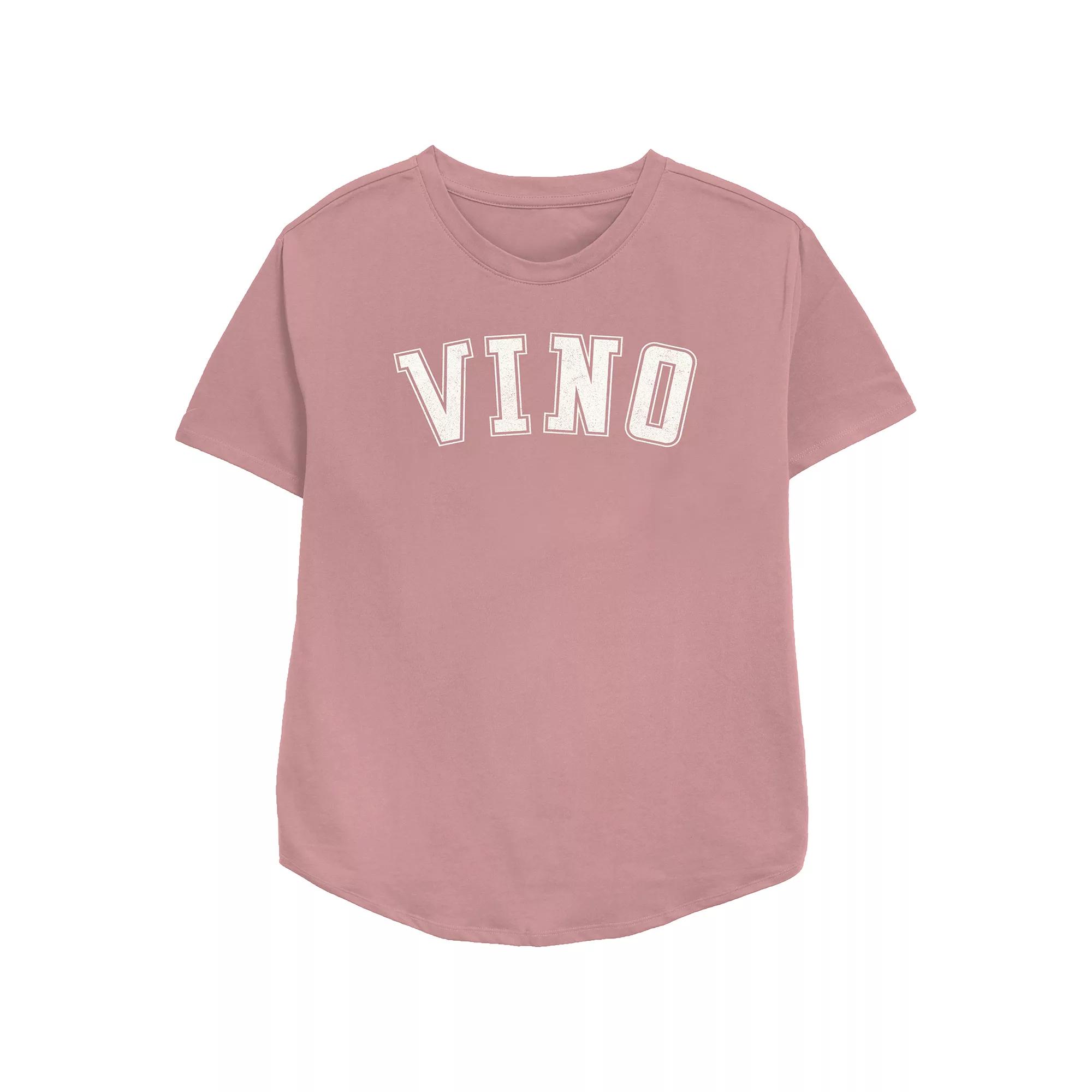 Women's Vino Collegiate Relaxed Fit Graphic Tee, Girl's, Size: Medium, Pink Product Image
