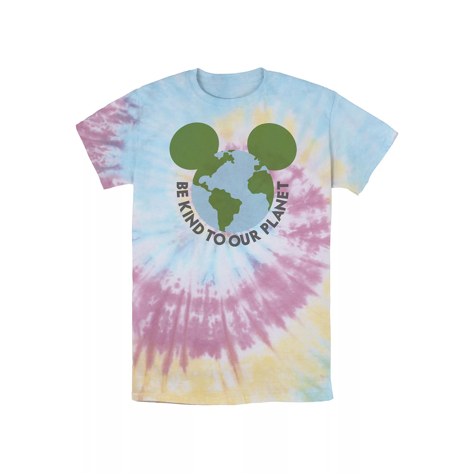 Men's Disney Mickey & Friends Mickey Be Kind To Our Planet Globe Bomabrd Wash Tee, Size: Medium, White Blue Product Image