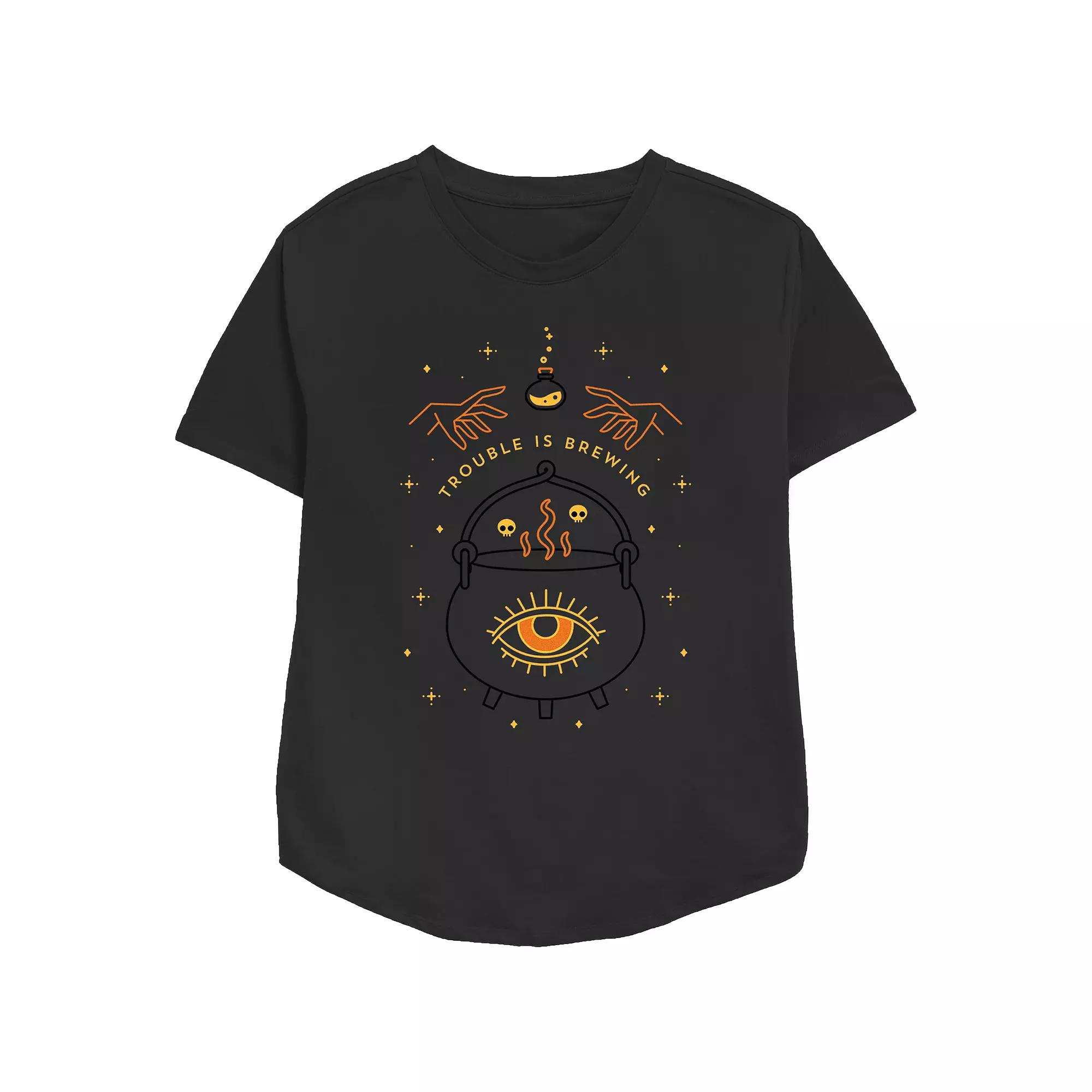 Disney's Hocus Pocus Trouble Is Brewing Women's Relaxed Fit Graphic Tee,  Product Image