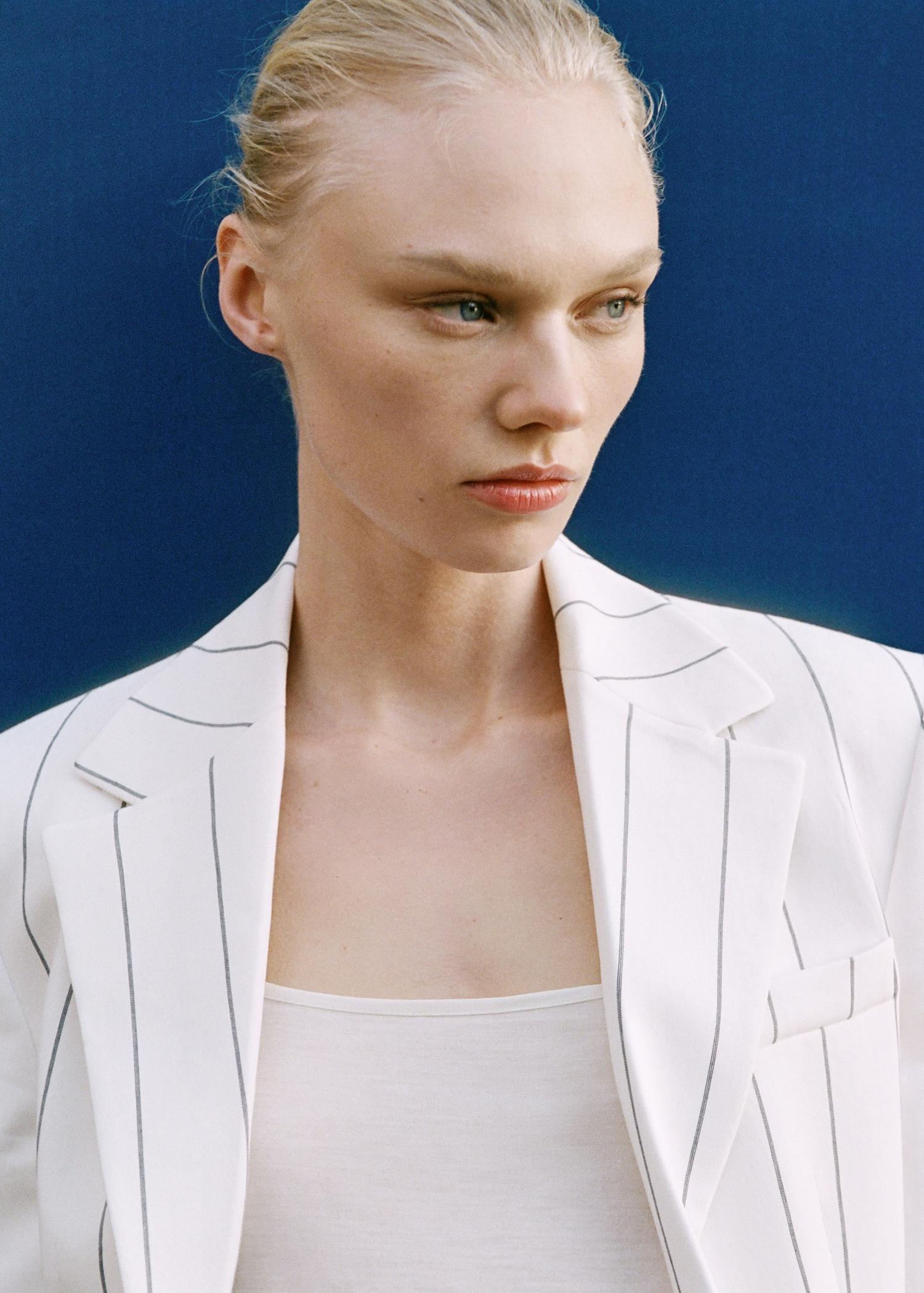 Pinstripe suit jacket - Women | MANGO USA Product Image