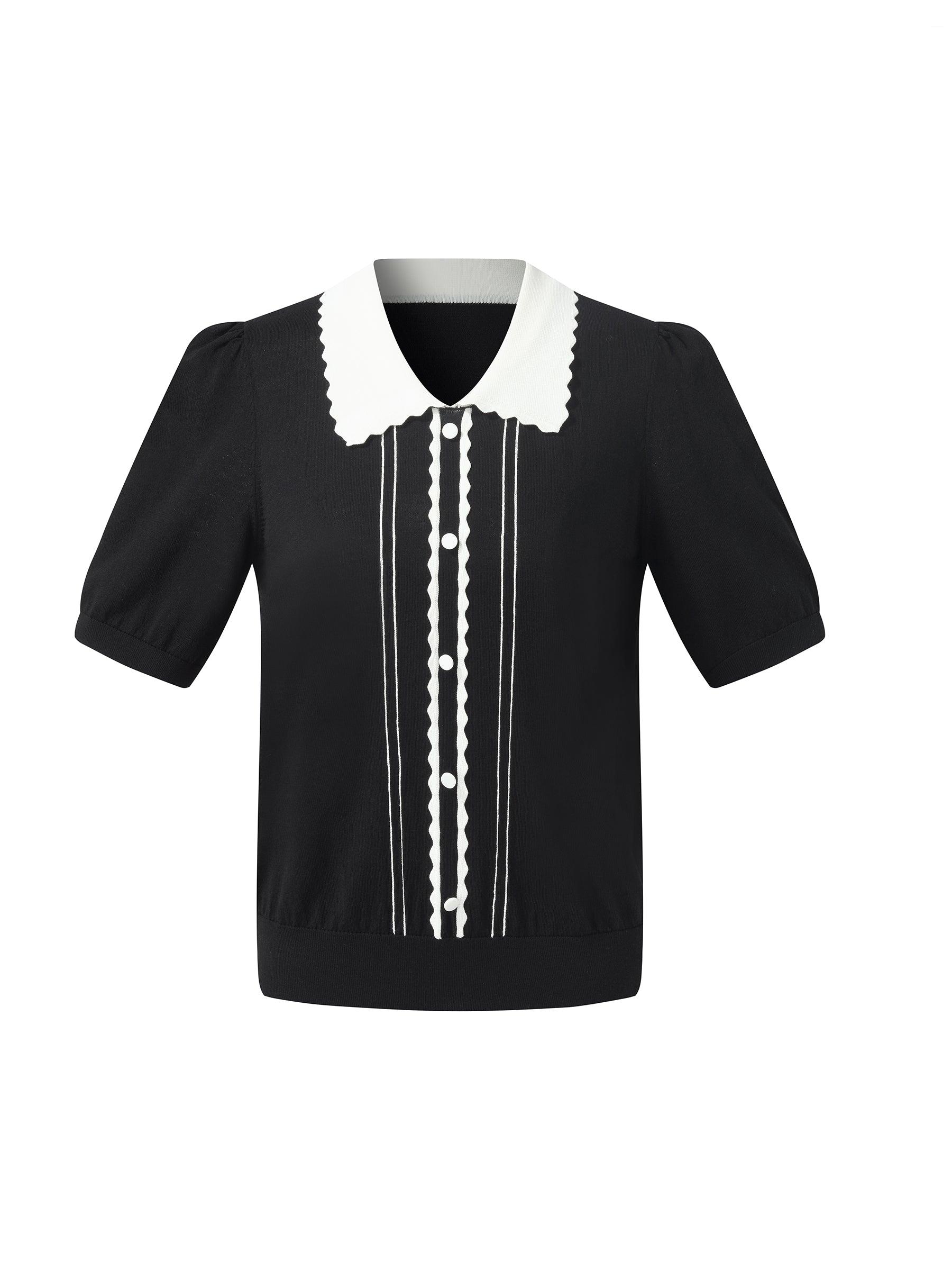 Tencel Blend Color Block Women Knit Top Product Image