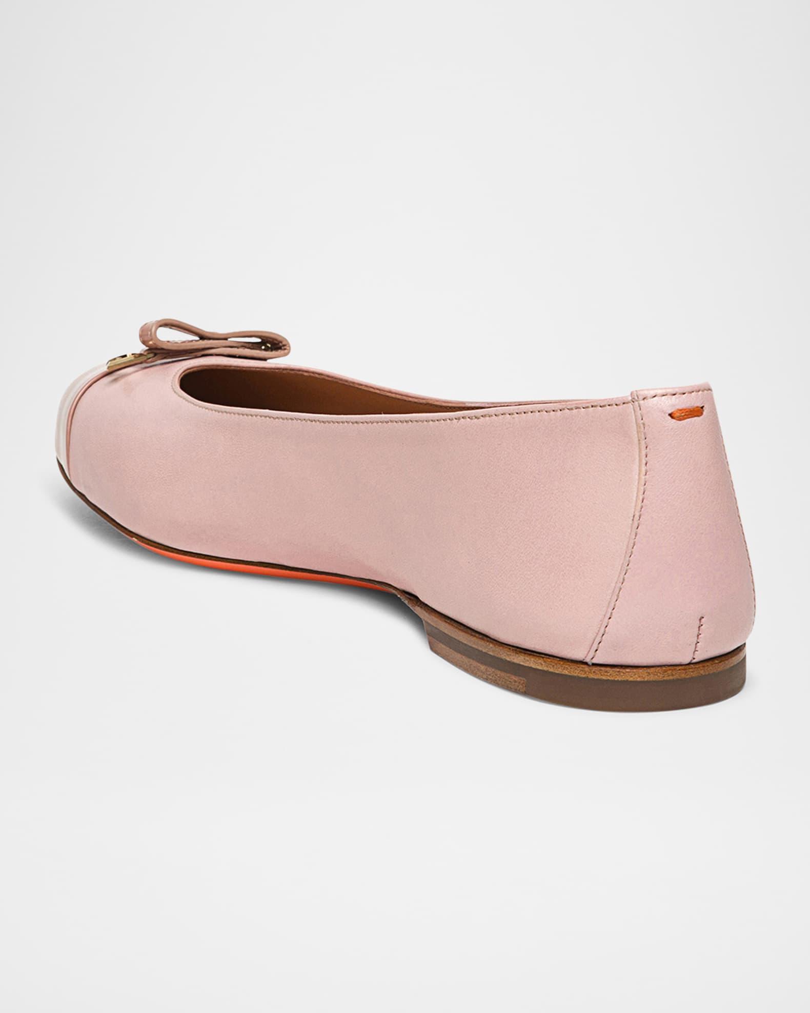 Sandy Leather Cap-Toe Ballerina Flats Product Image