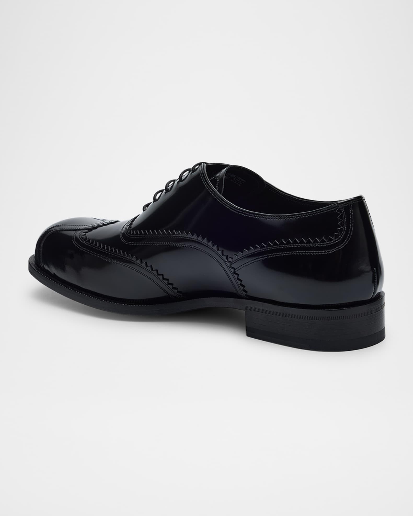 Men's Steel Wingtip Brogue Leather Derby Shoes Product Image