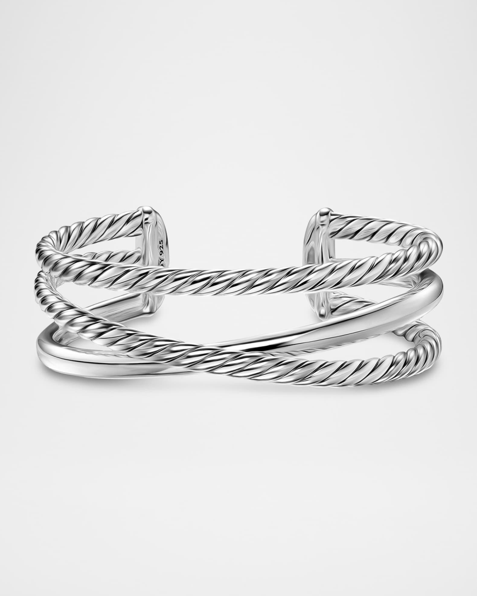Bold Crossover 3 Row Bracelet in Sterling Silver, 20mm Product Image