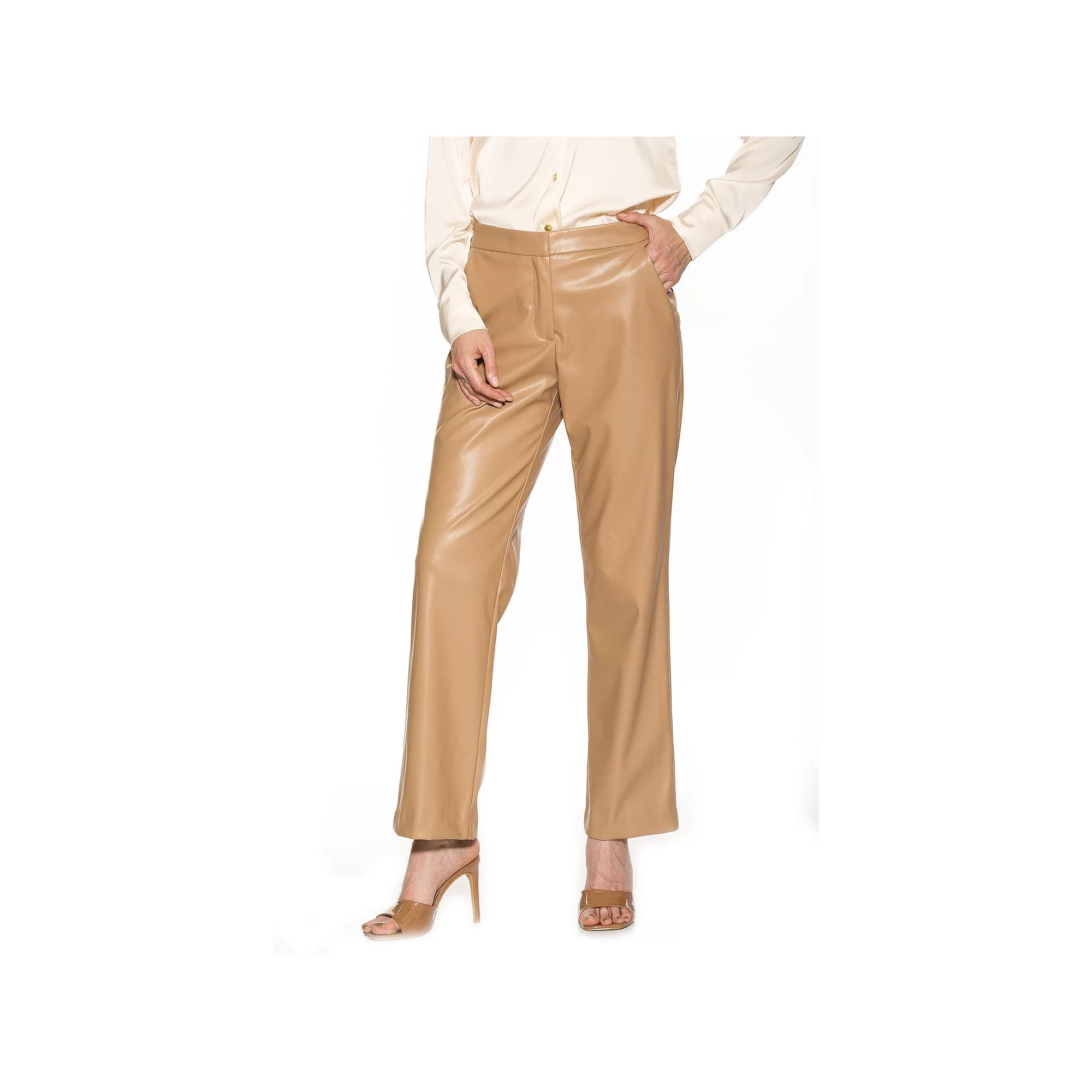 Women's ALEXIA ADMOR Faux-Leather Fitted Wide-Leg Pants,  Product Image