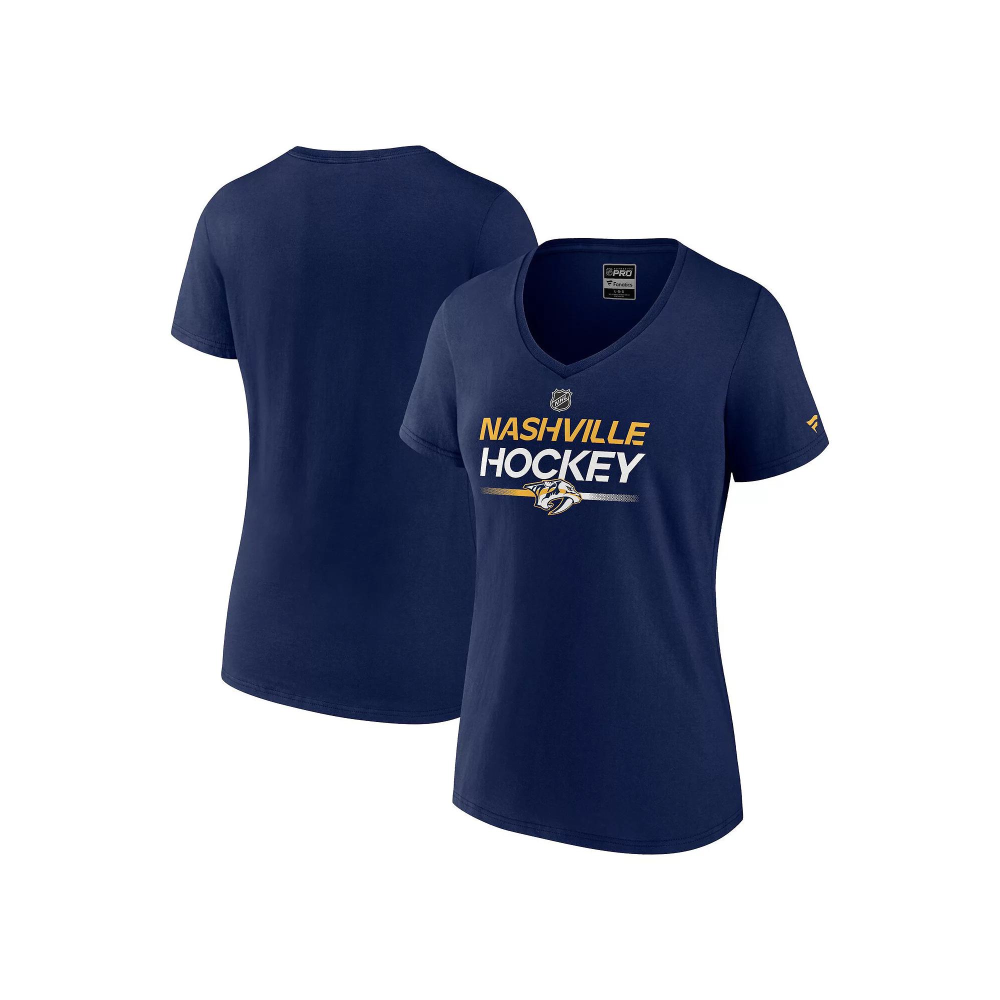 Women's Fanatics Branded Black Carolina Hurricanes Authentic Pro V-Neck T-Shirt,  Product Image