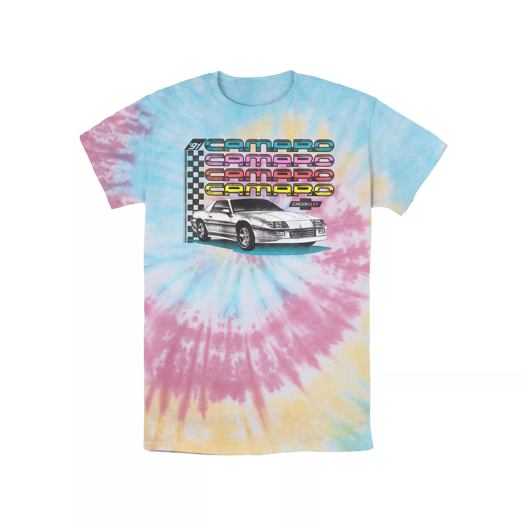 Men's Camaro '91 Tie Dye Graphic Tee, Size: Small, Blue Pink Light Yellow Product Image