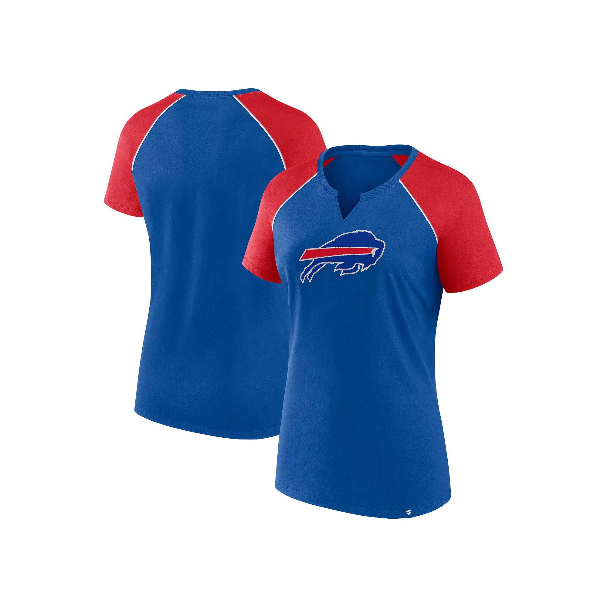 Women's Fanatics Royal/Red Buffalo Bills Glittered Primary Raglan T-Shirt, Size: XS, Blue Product Image