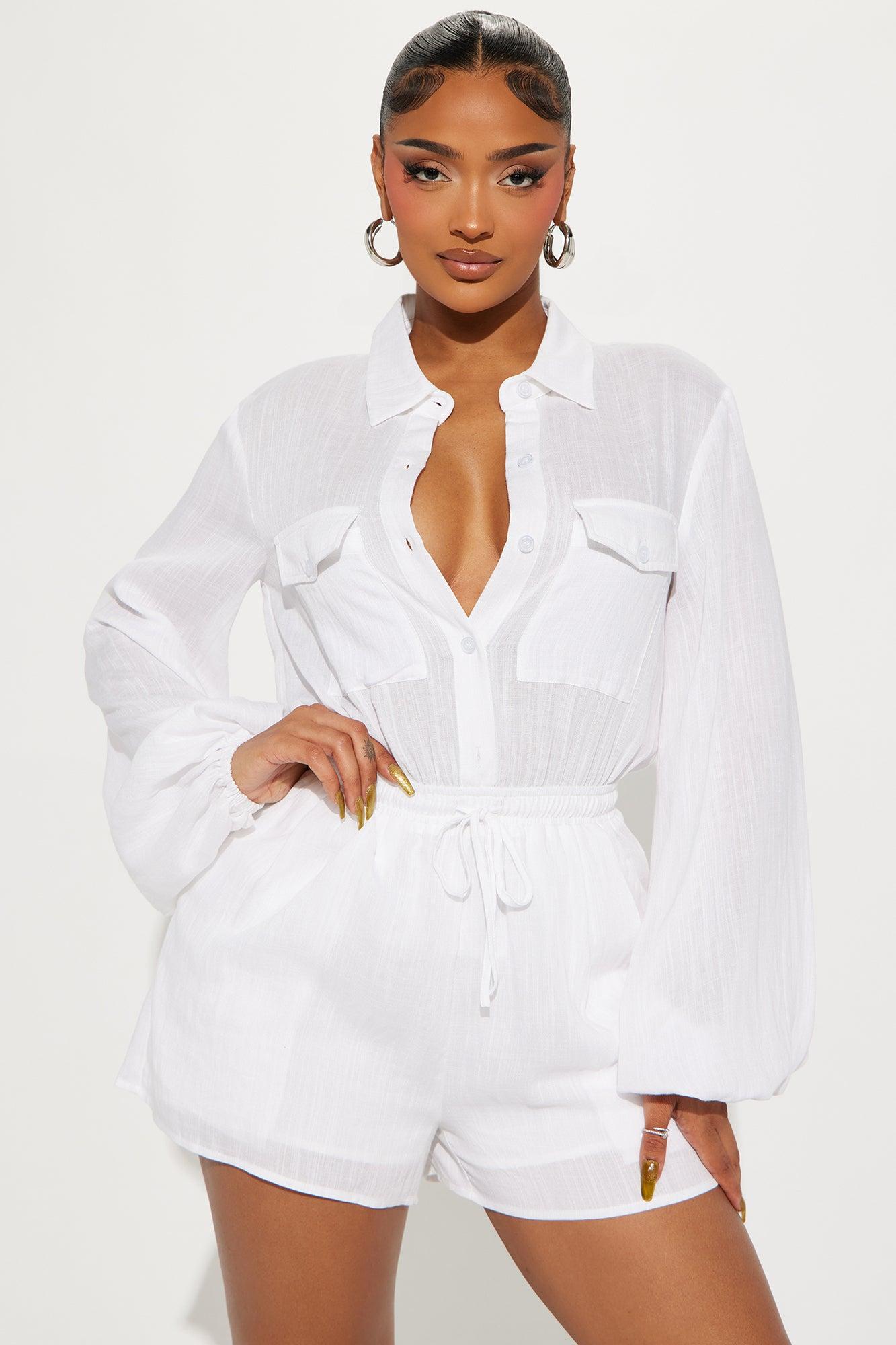 Hamptons Linen Romper - White Product Image