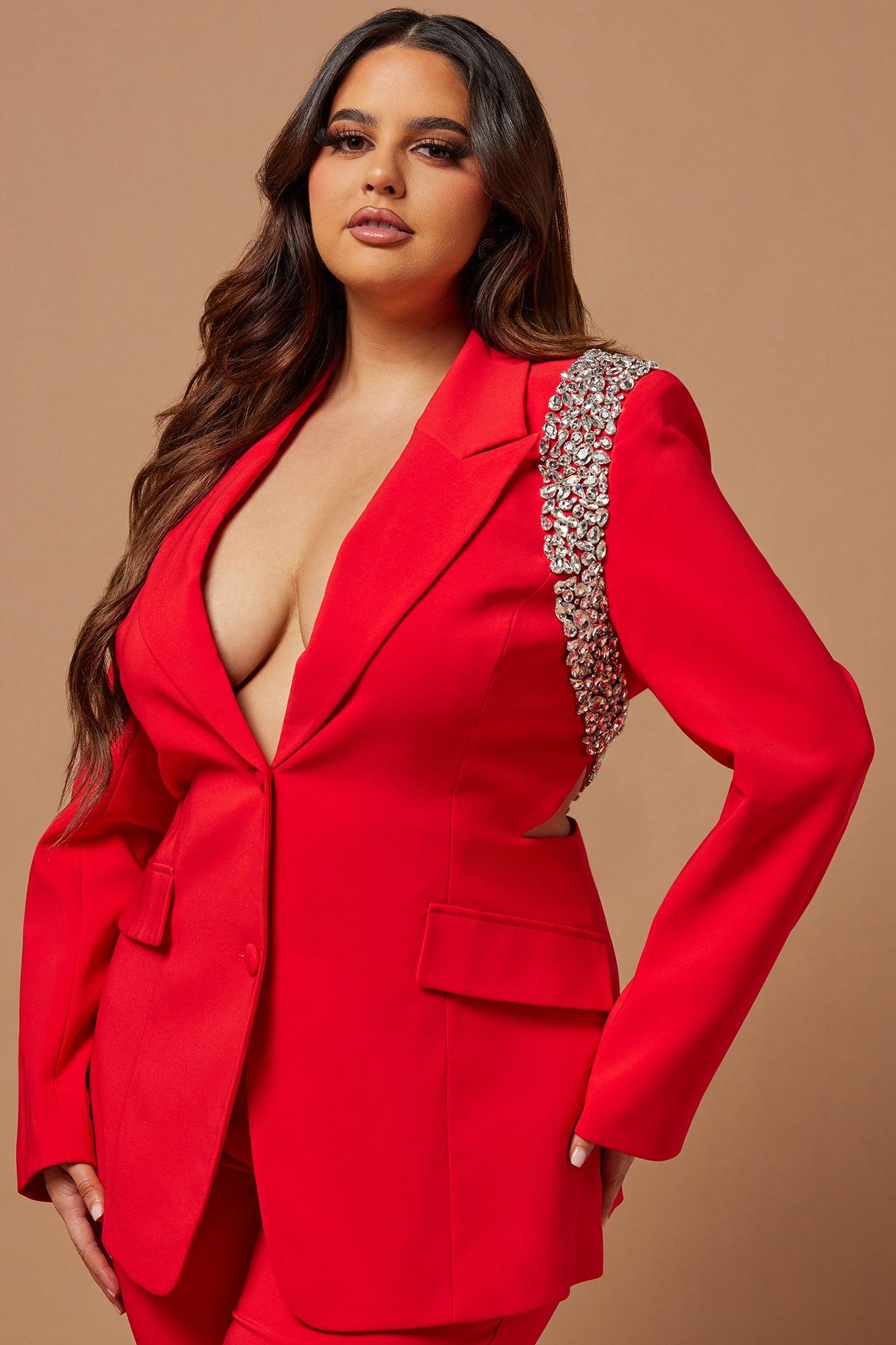 Claire Embellished Suit Set - Red Product Image