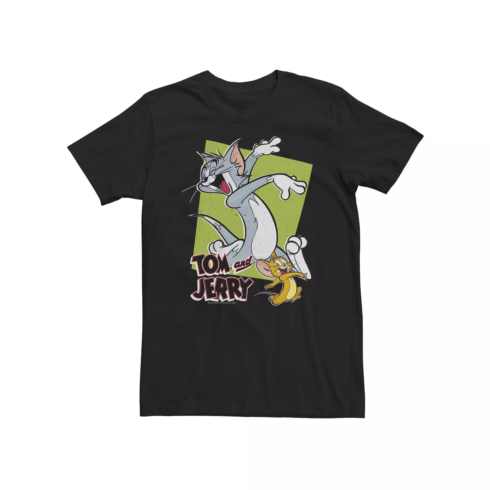 Big & Tall Tom And Jerry Retro Style Green Box Portrait Tee, Men's,  Product Image