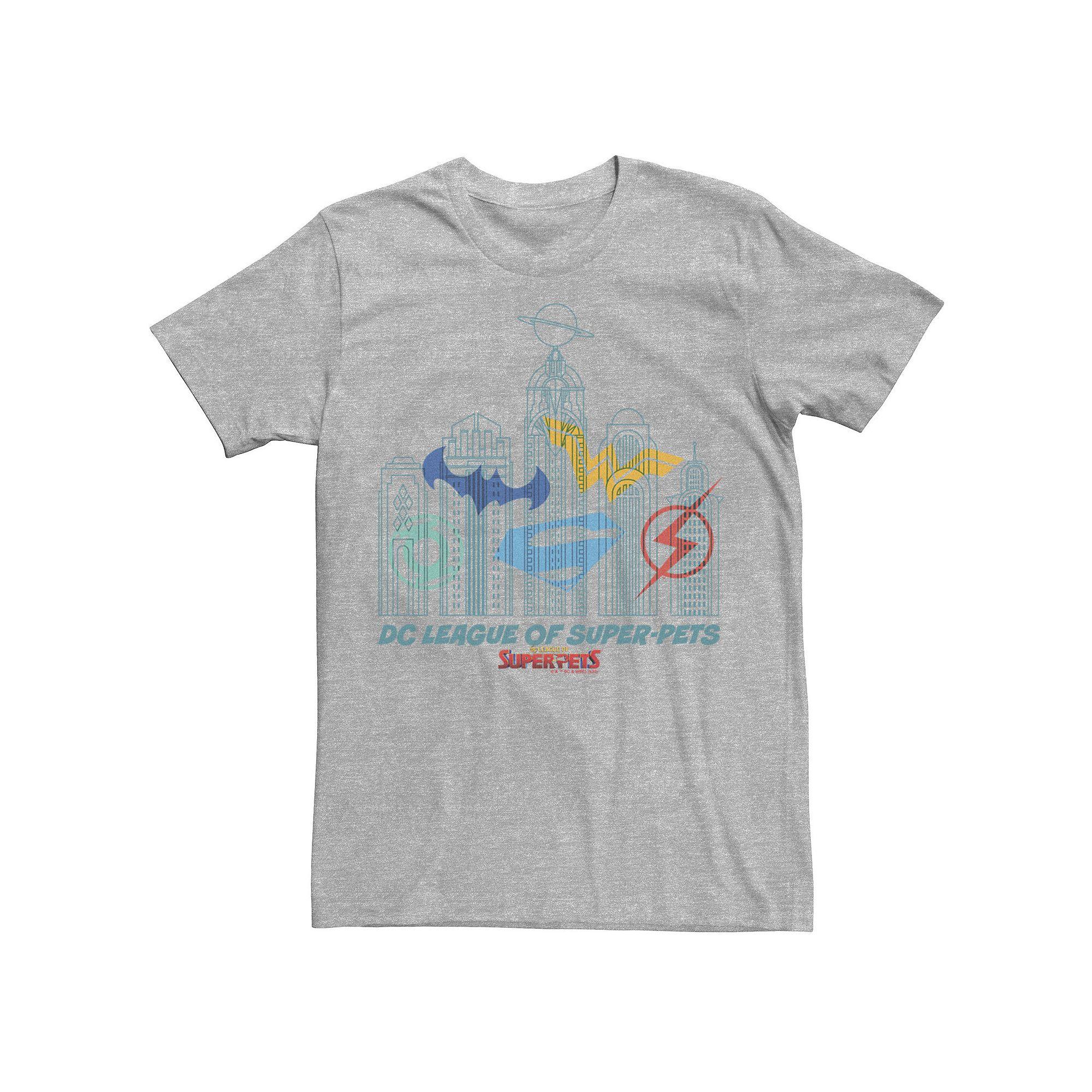 Men's DC Super Pets Superhero Skyline Logos Tee,  Product Image