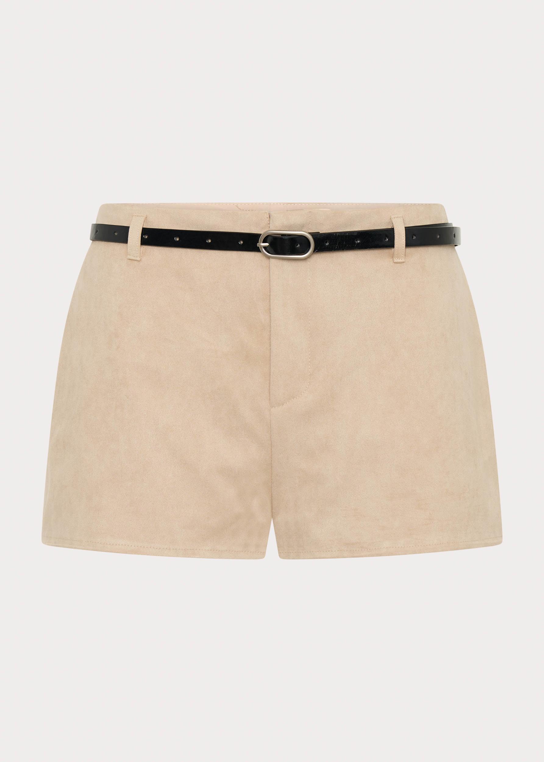 Katie Suede Mini Shorts - Beige Product Image