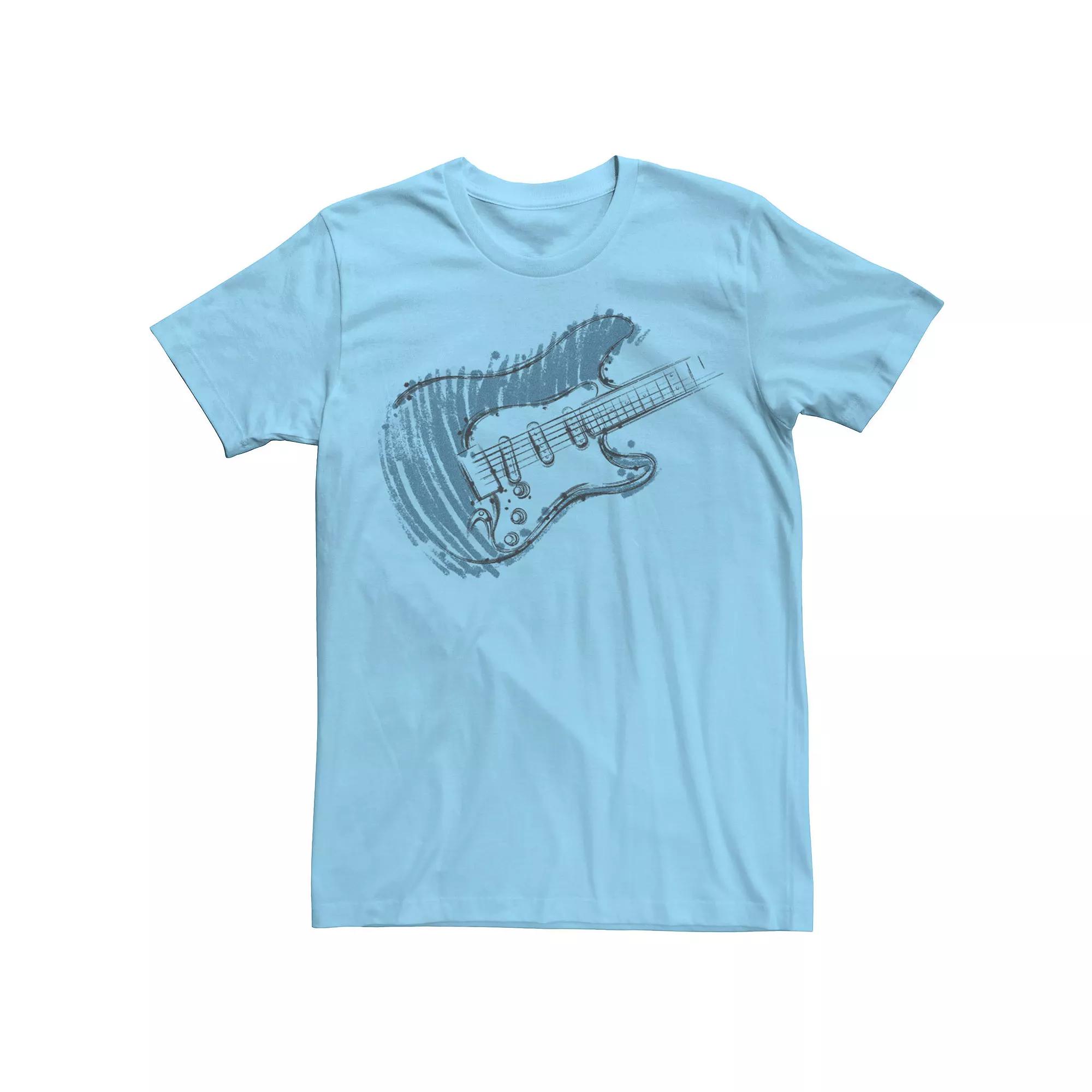 Men's Blue Guitar Art Tee,  Product Image