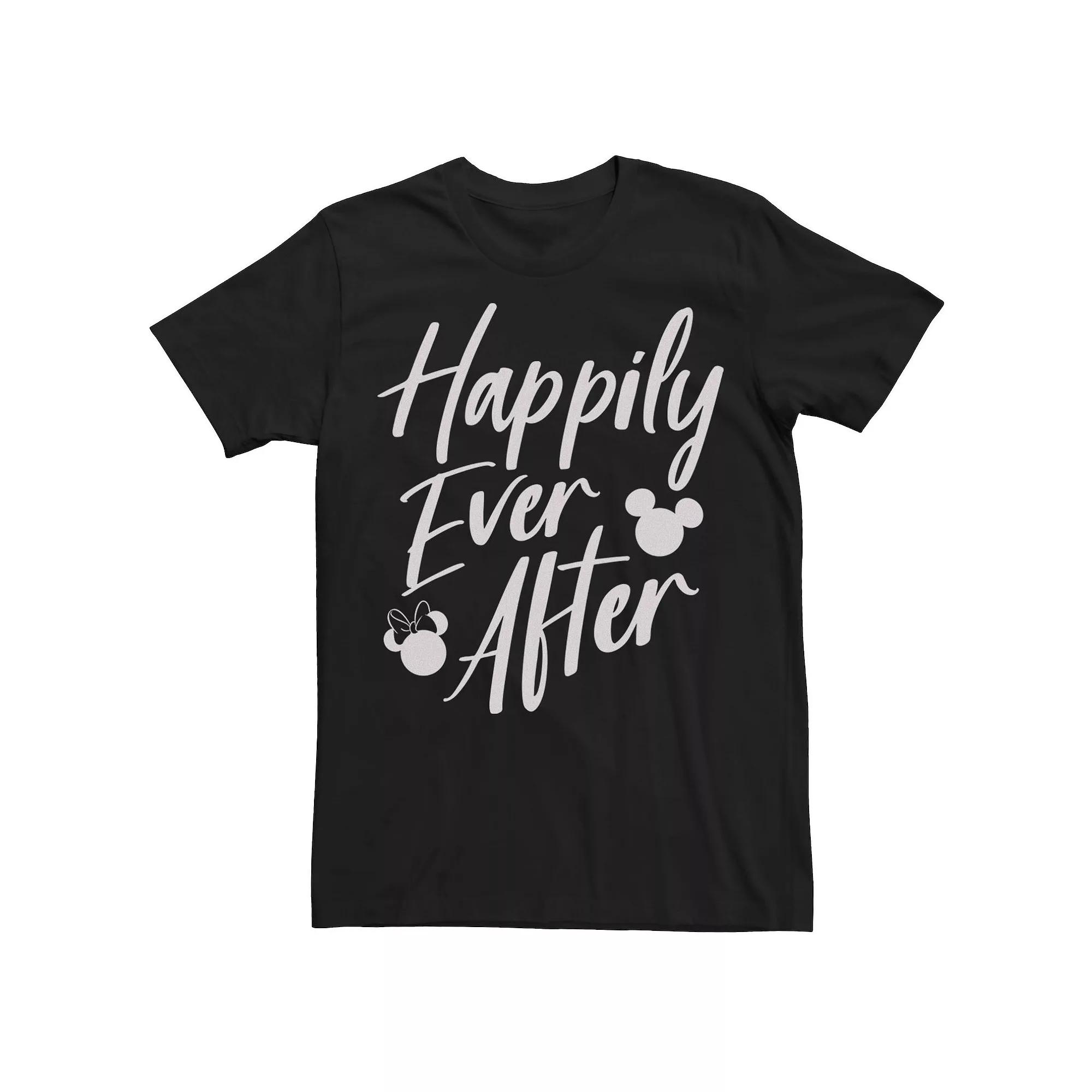 Disney's Mickey Mouse Men's Happily Ever After Cursive Text Logo Tee,  Product Image