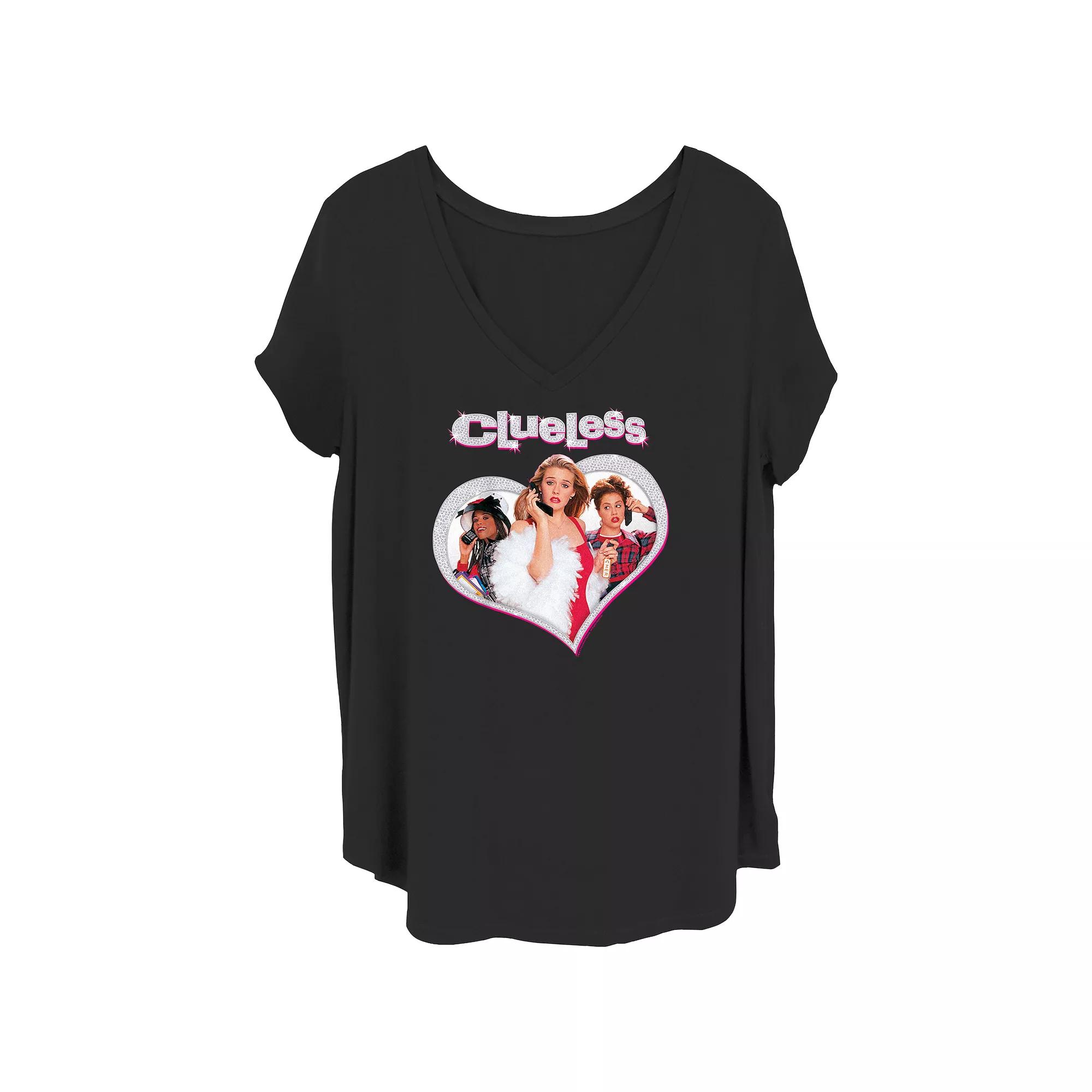 Juniors' Plus Clueless Sparkle V-Neck Graphic Tee, Women's,  Product Image