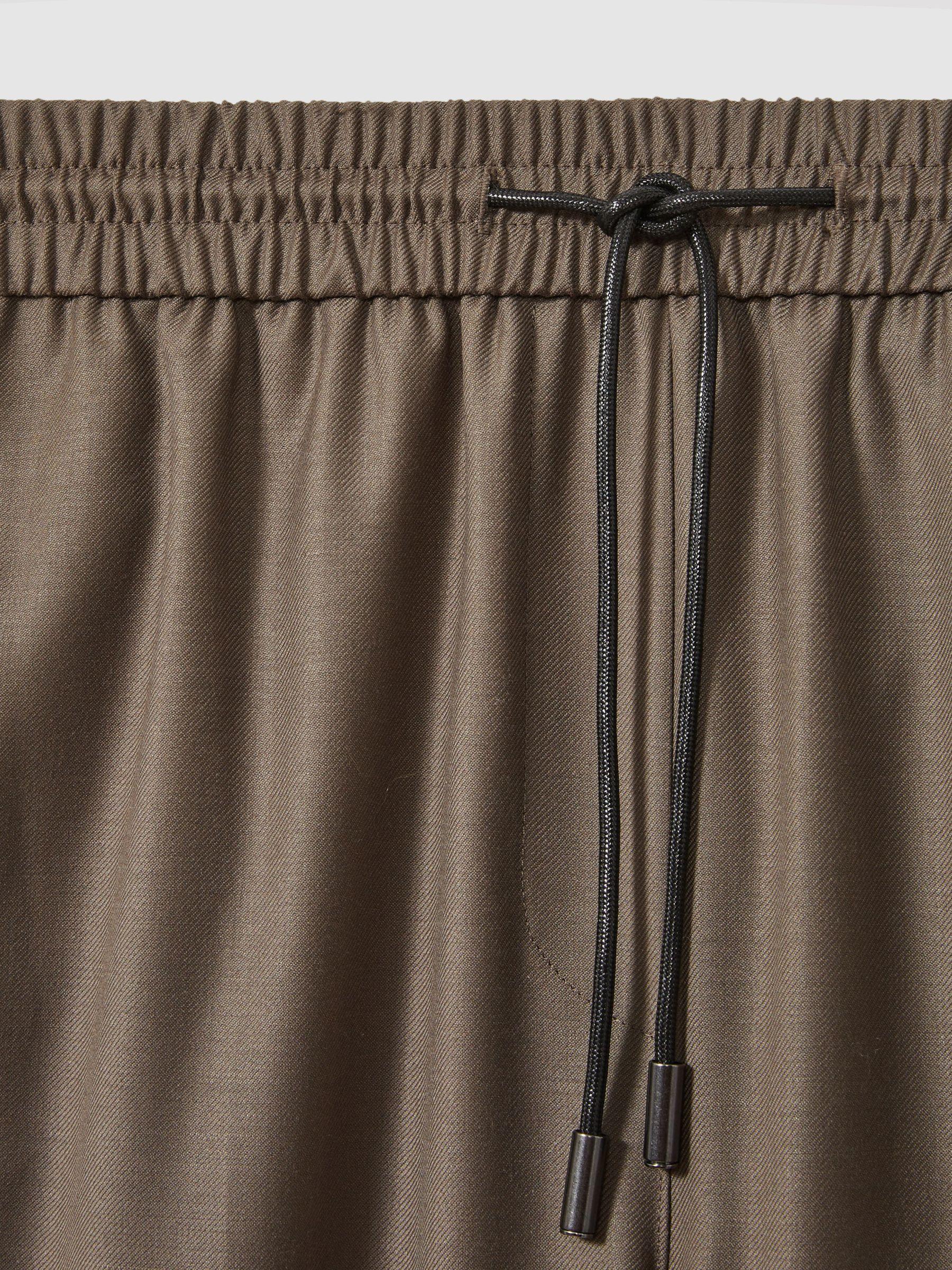 Wool-Blend Drawstring-Waist Tapered Trousers in Mink Neutral Product Image